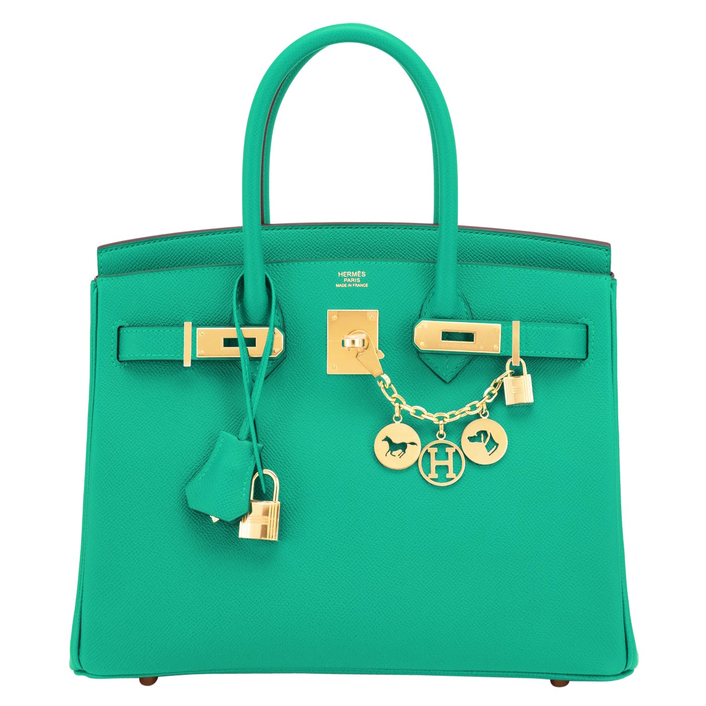 Hermes Birkin 30cm Vert Jade Birkin Green Epsom Gold Hardware Bag Z Stamp, 2021