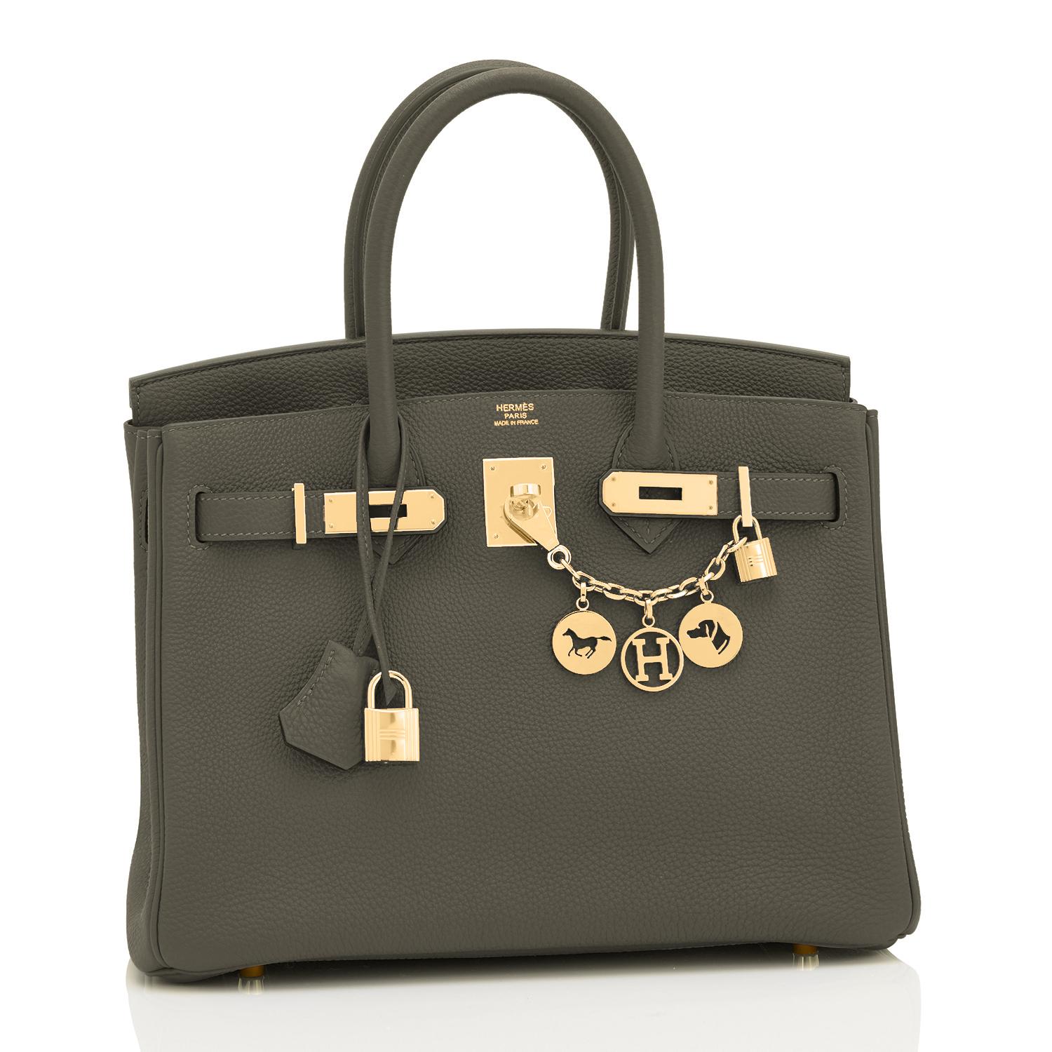 Hermes Birkin 30cm Vert Maquis Military Green Togo Gold Hardware Y Stamp, 2020
Just purchased from Hermes store! Bag bears new interior 2020 Y Stamp.
Brand New in Box.  Store Fresh.  Pristine Condition (with plastic on hardware).
Perfect gift!