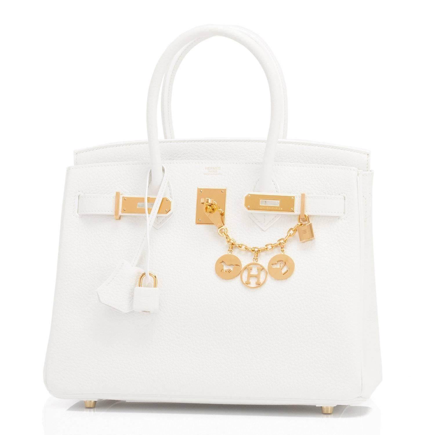 Hermes Birkin 30cm White Clemence Gold Hardware X Stamp In New Condition In New York, NY