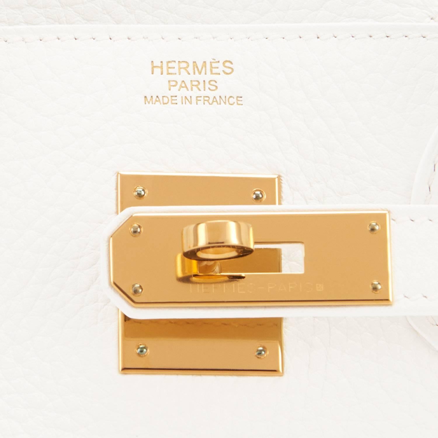 Hermes Birkin 30cm White Clemence Gold Hardware X Stamp 4