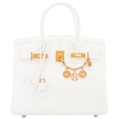 Hermes Birkin 30cm White Clemence Gold Hardware X Stamp
