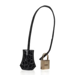 Hermes Birkin 32 Hac Bag Black Crocodile Lisse Gold Hardware