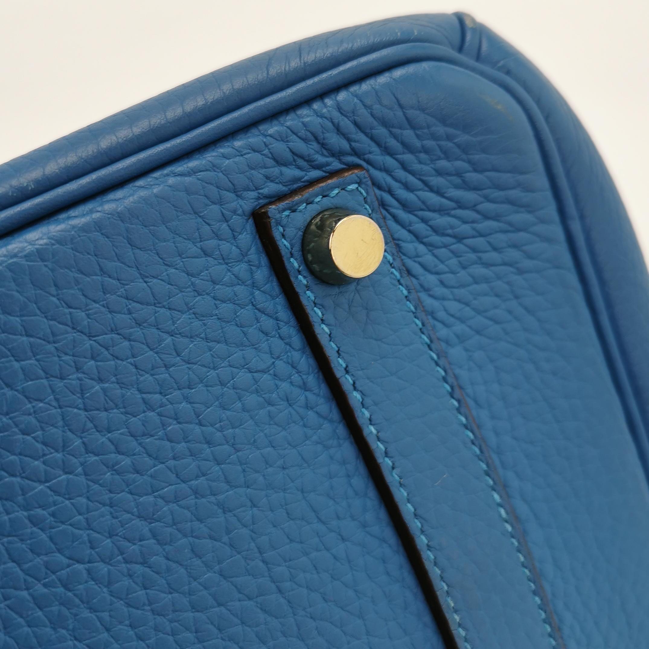 Hermes Birkin 35 7Q Mykonos Blue Togo Calfskin Leather Gold Hardware 2011 For Sale 3