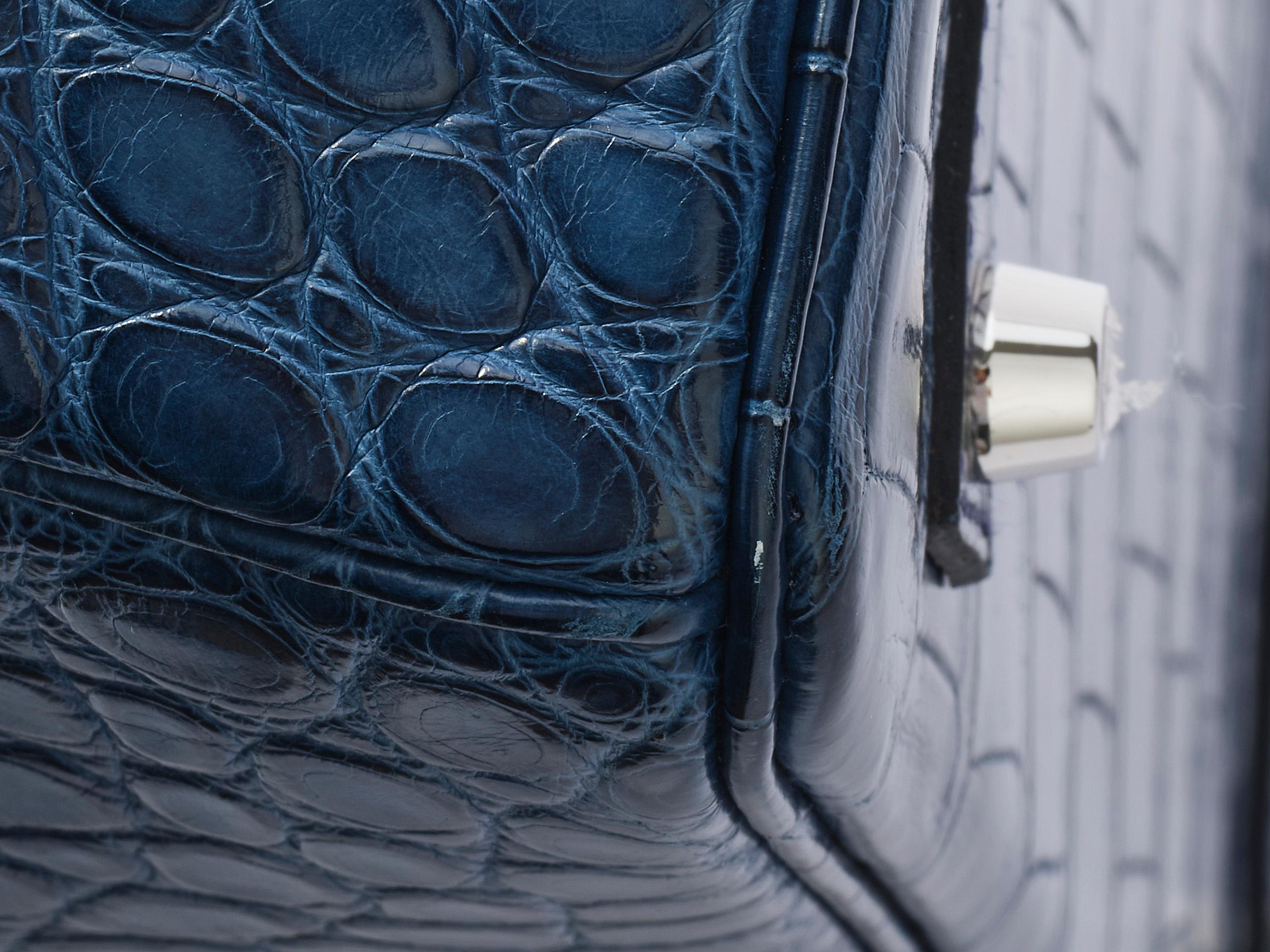 Hermès Birkin 35 Alligator Mat Bleu de Malte Palladium Hardware en vente 6