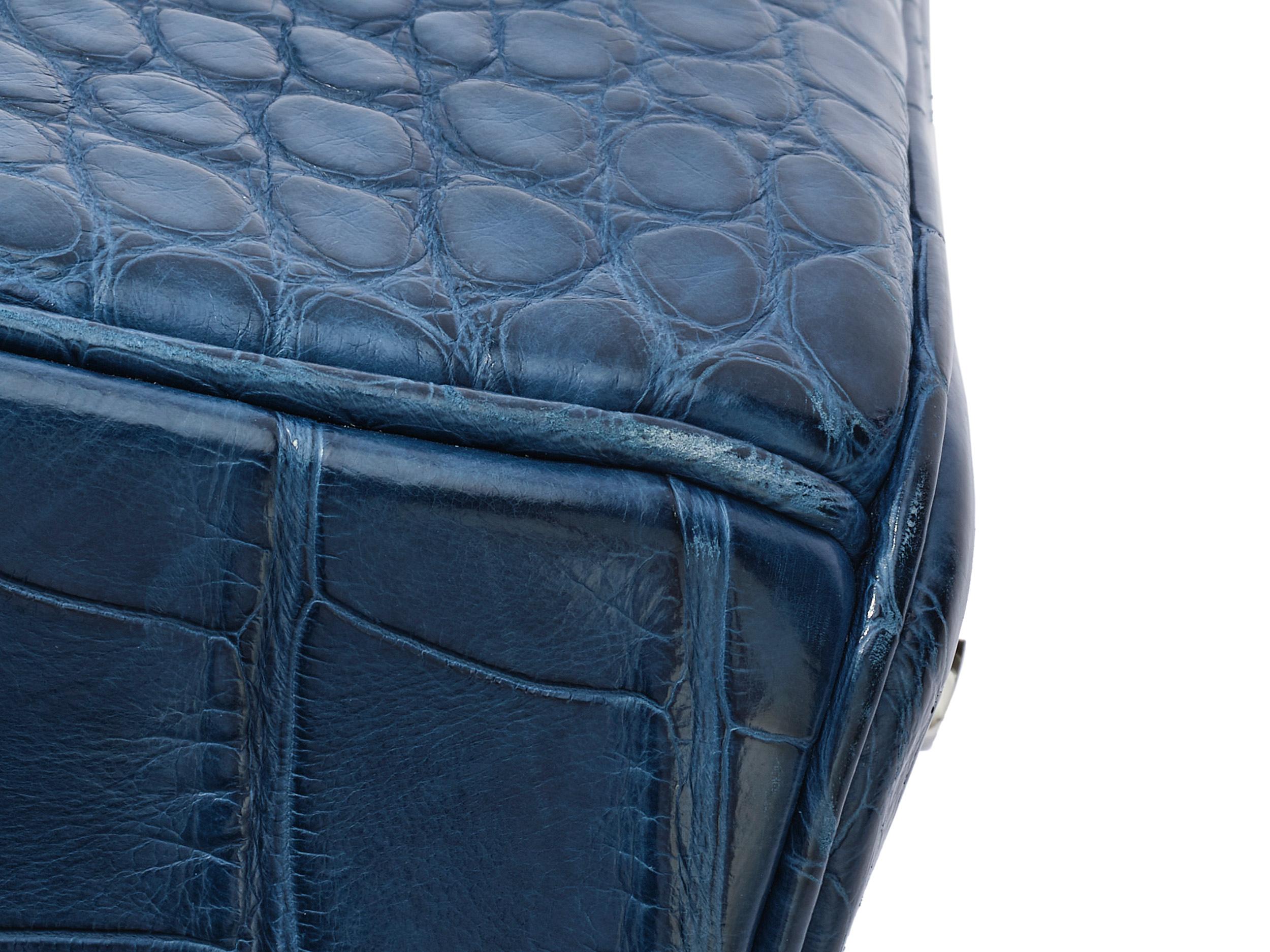 Hermès Birkin 35 Alligator Mat Bleu de Malte Palladium Hardware en vente 7