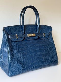 Hermès Birkin 35 Alligator Matte Bleu de Malte Palladium Hardware