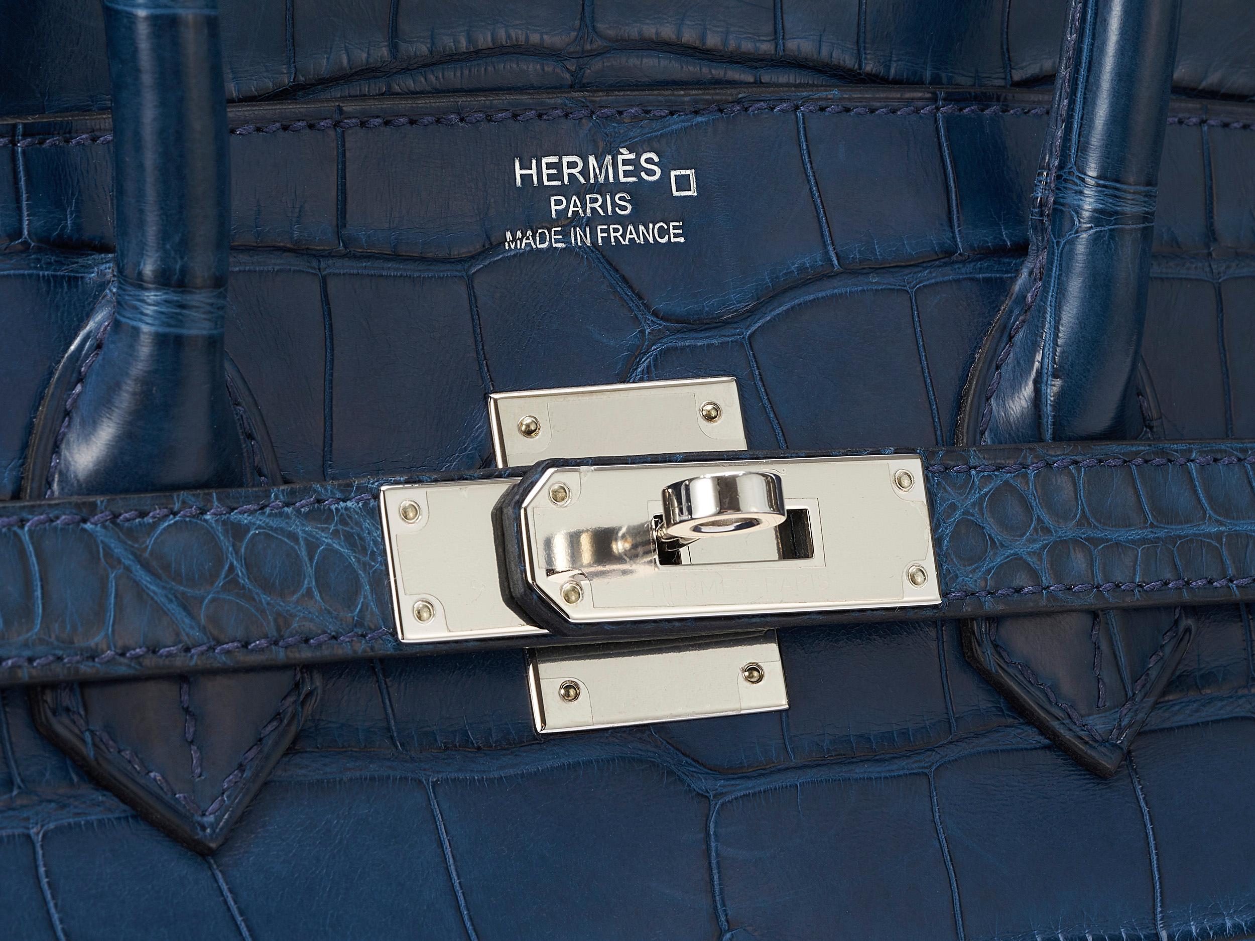 Hermès Birkin 35 Alligator Mat Bleu de Malte Palladium Hardware Unisexe en vente