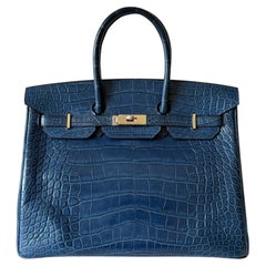 Hermès Birkin 35 Alligator Matte Bleu de Malte Palladium Hardware