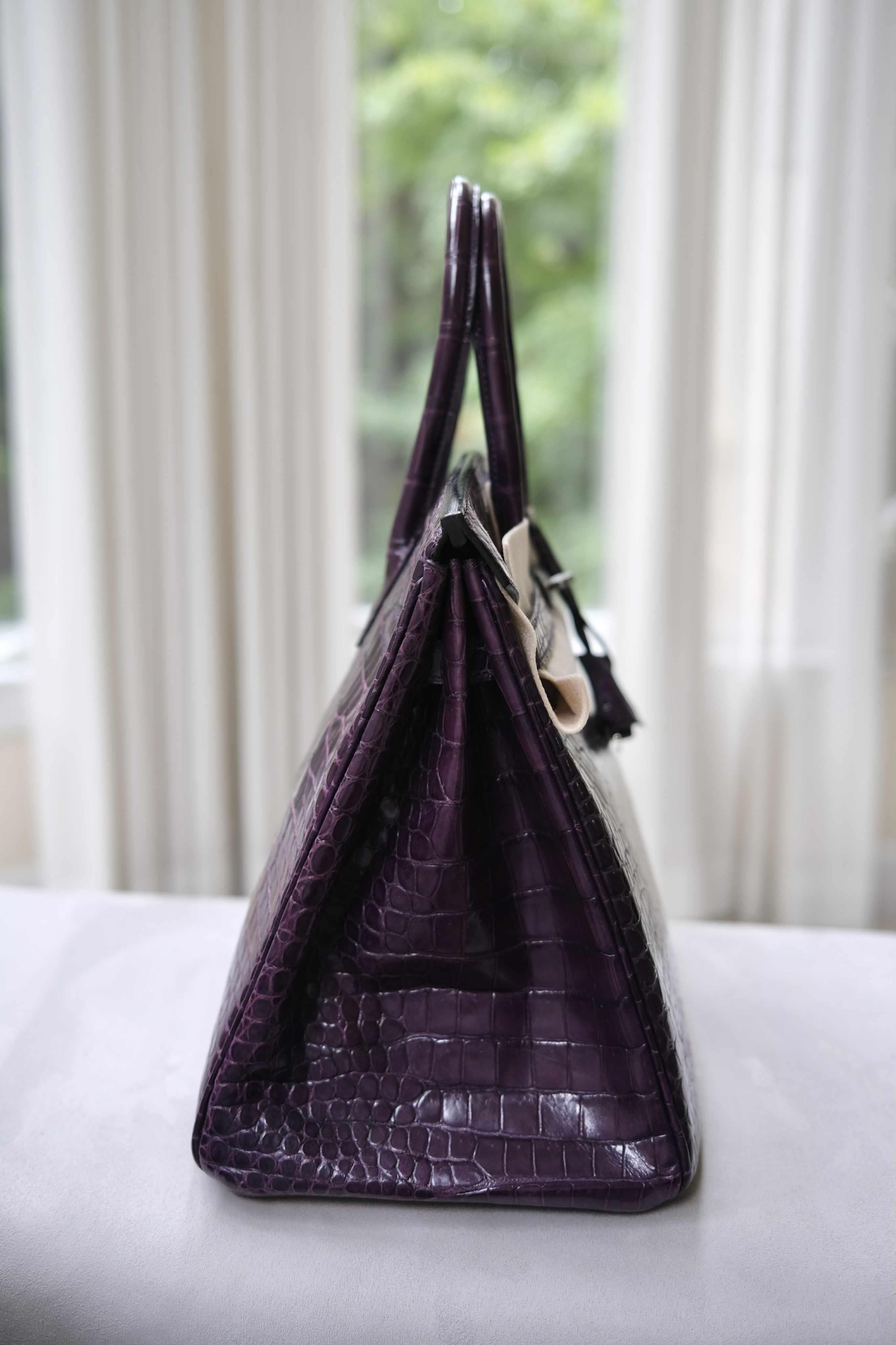 Hermes Birkin 35 Amatista Porosus Cocodrilo bolso PHW Negro en venta