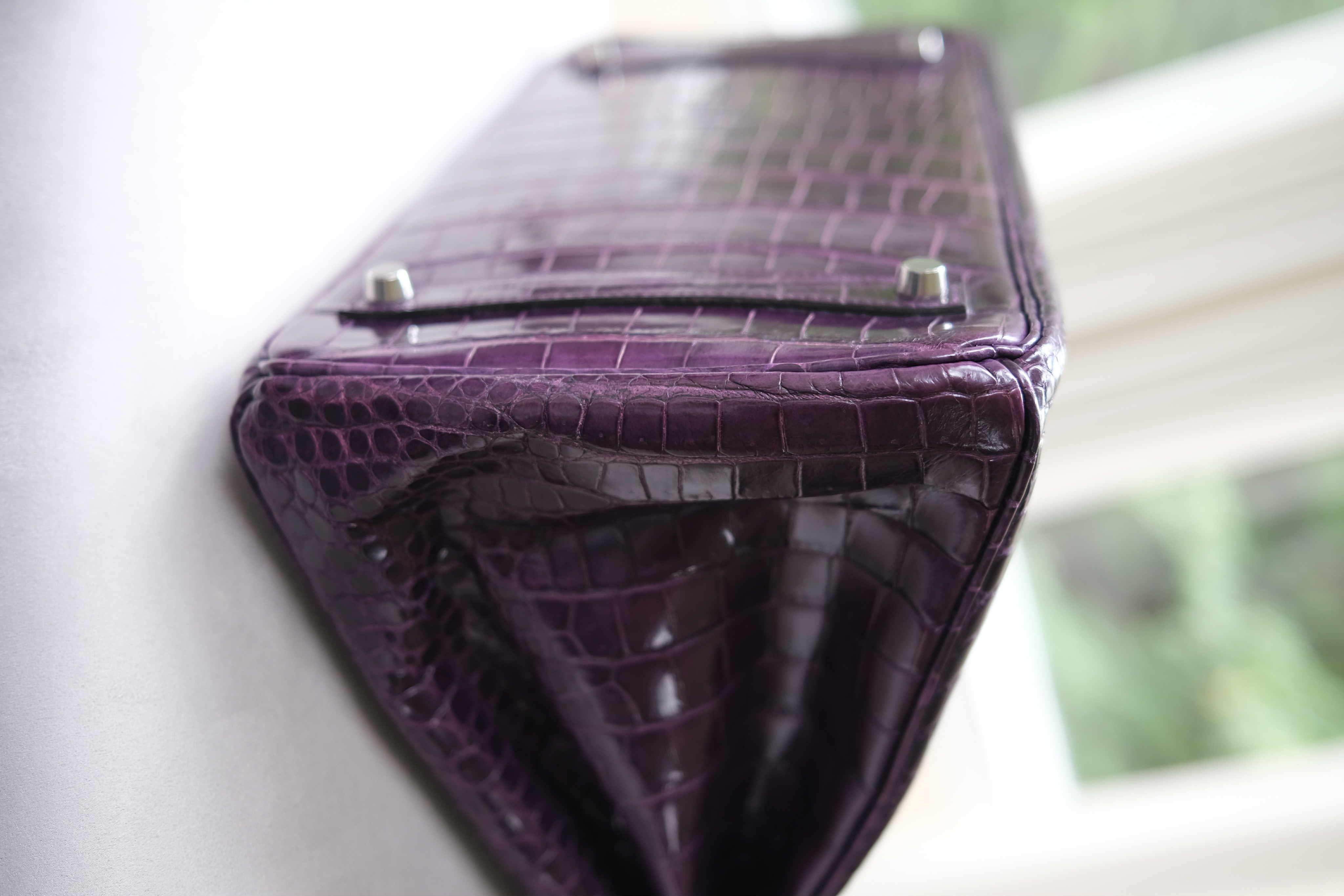 Hermes Birkin 35 Amatista Porosus Cocodrilo bolso PHW en venta 1