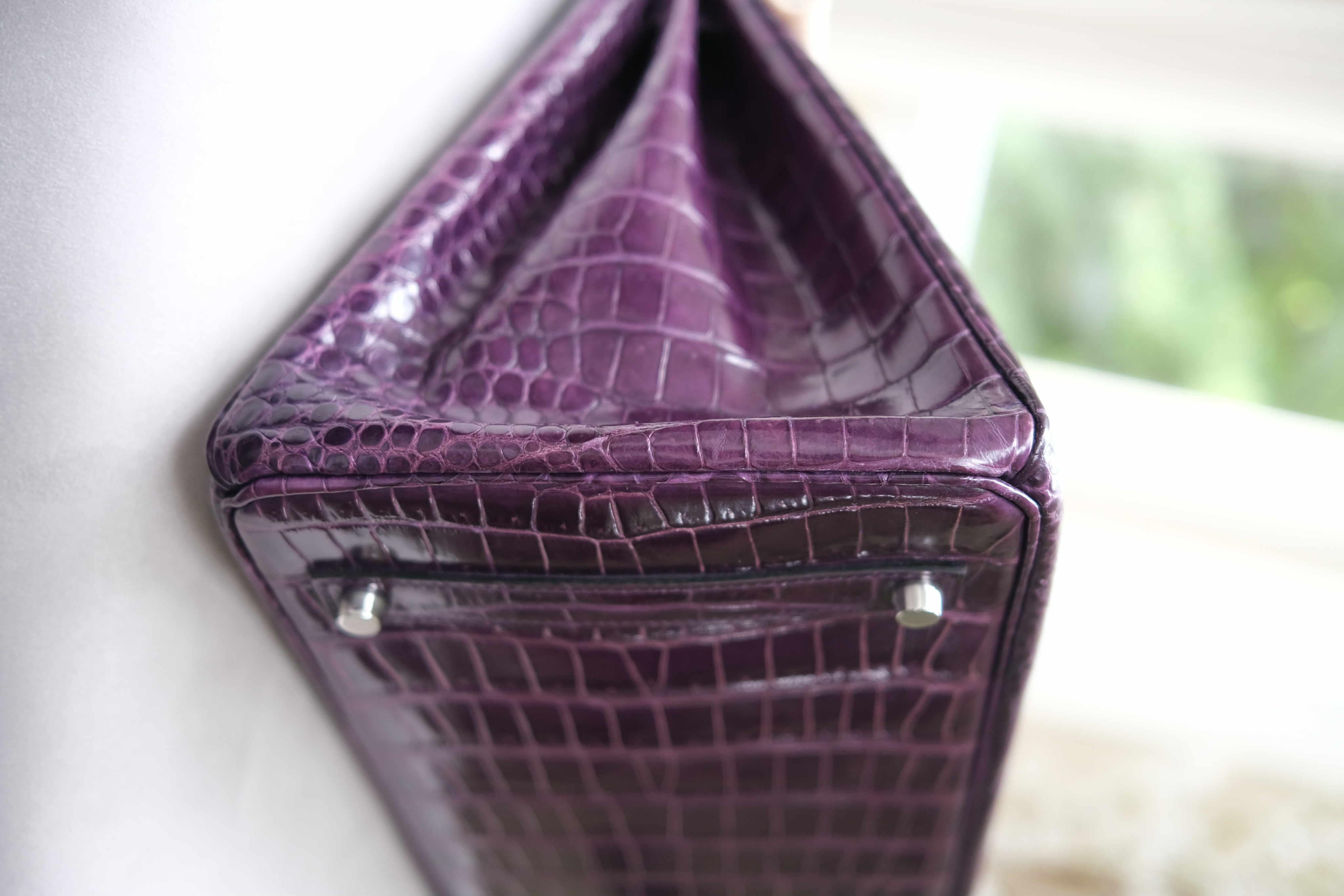 Hermes Birkin 35 Amatista Porosus Cocodrilo bolso PHW en venta 2