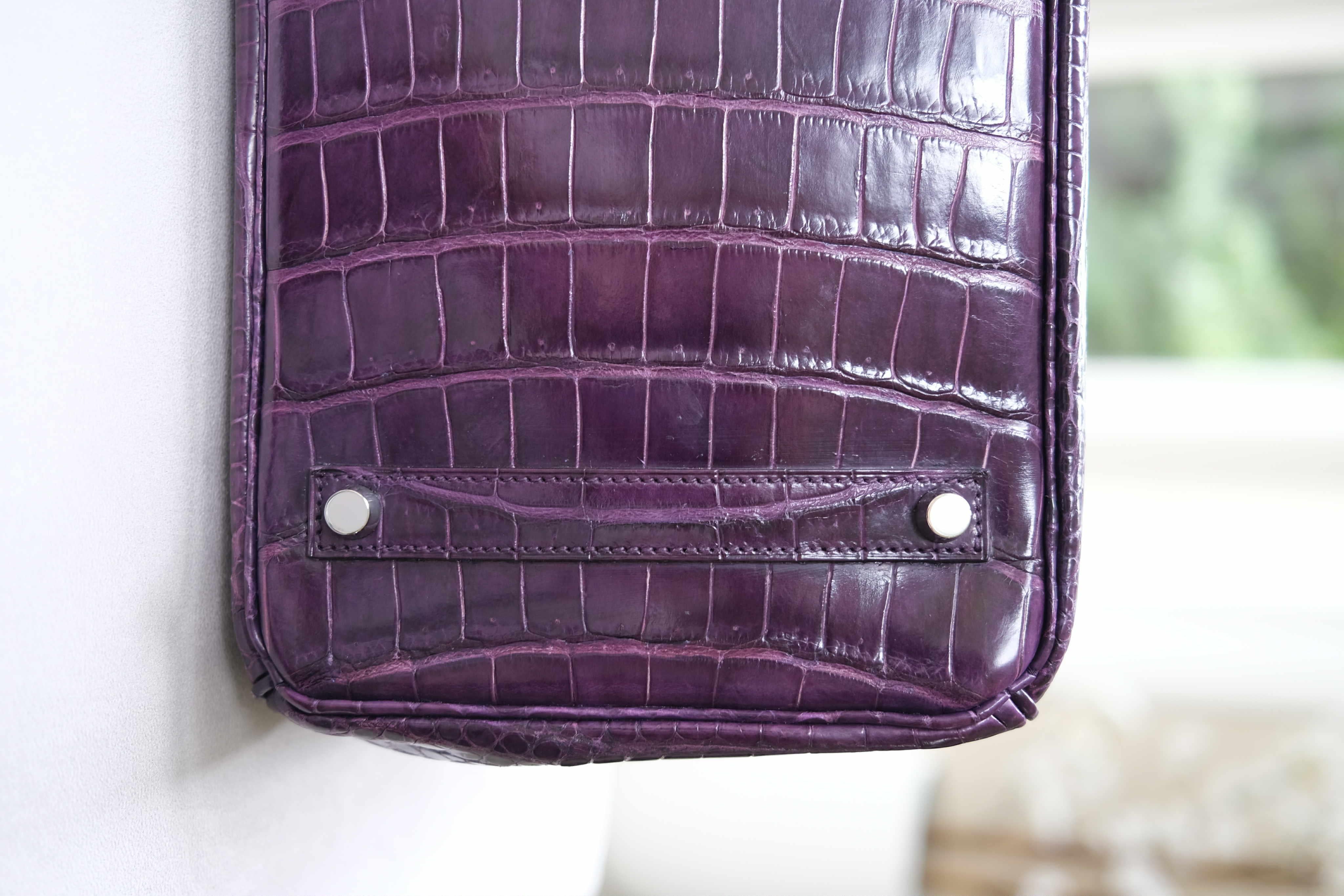 Hermes Birkin 35 Amatista Porosus Cocodrilo bolso PHW en venta 4