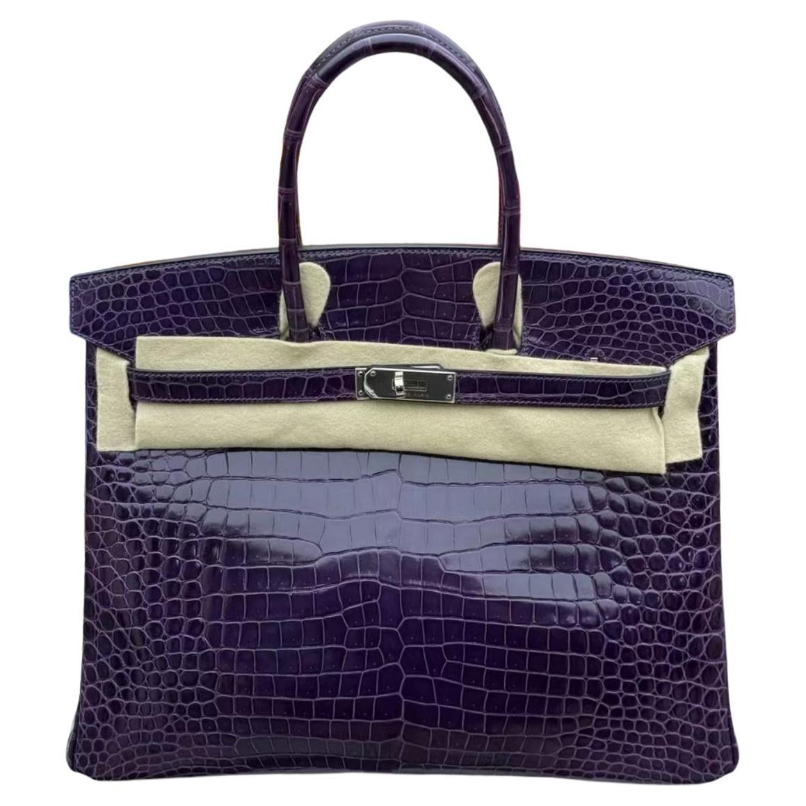 Hermes Birkin 35 Amatista Porosus Cocodrilo bolso PHW en venta