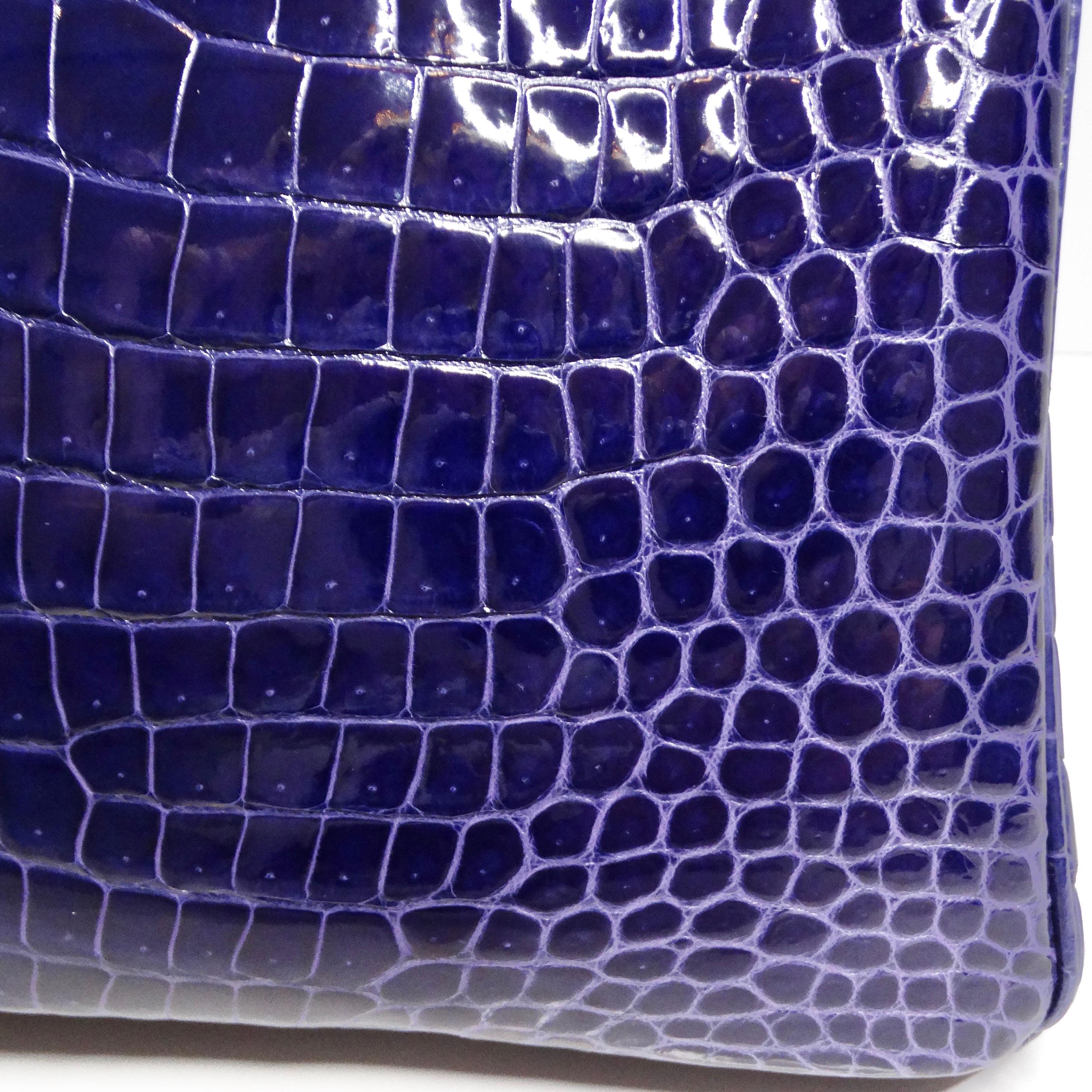 Hermes Birkin 35 Amethyst Shiny Porosus Crocodile Gold Hardware For Sale 5