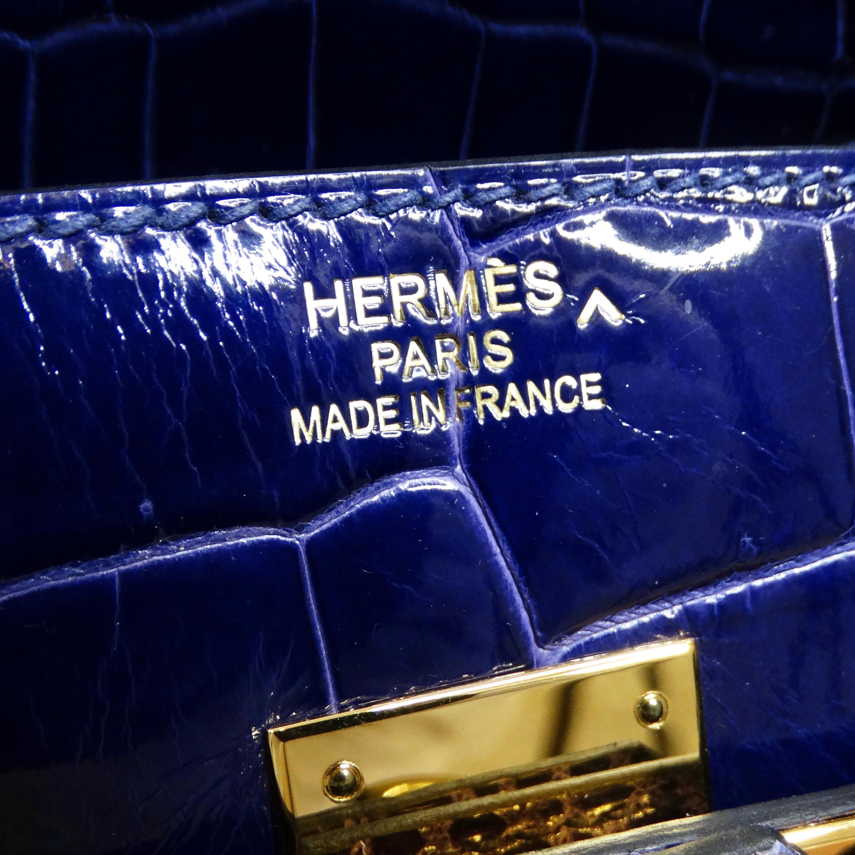 Hermes Birkin 35 Amethyst Shiny Porosus Crocodile Gold Hardware  For Sale 5