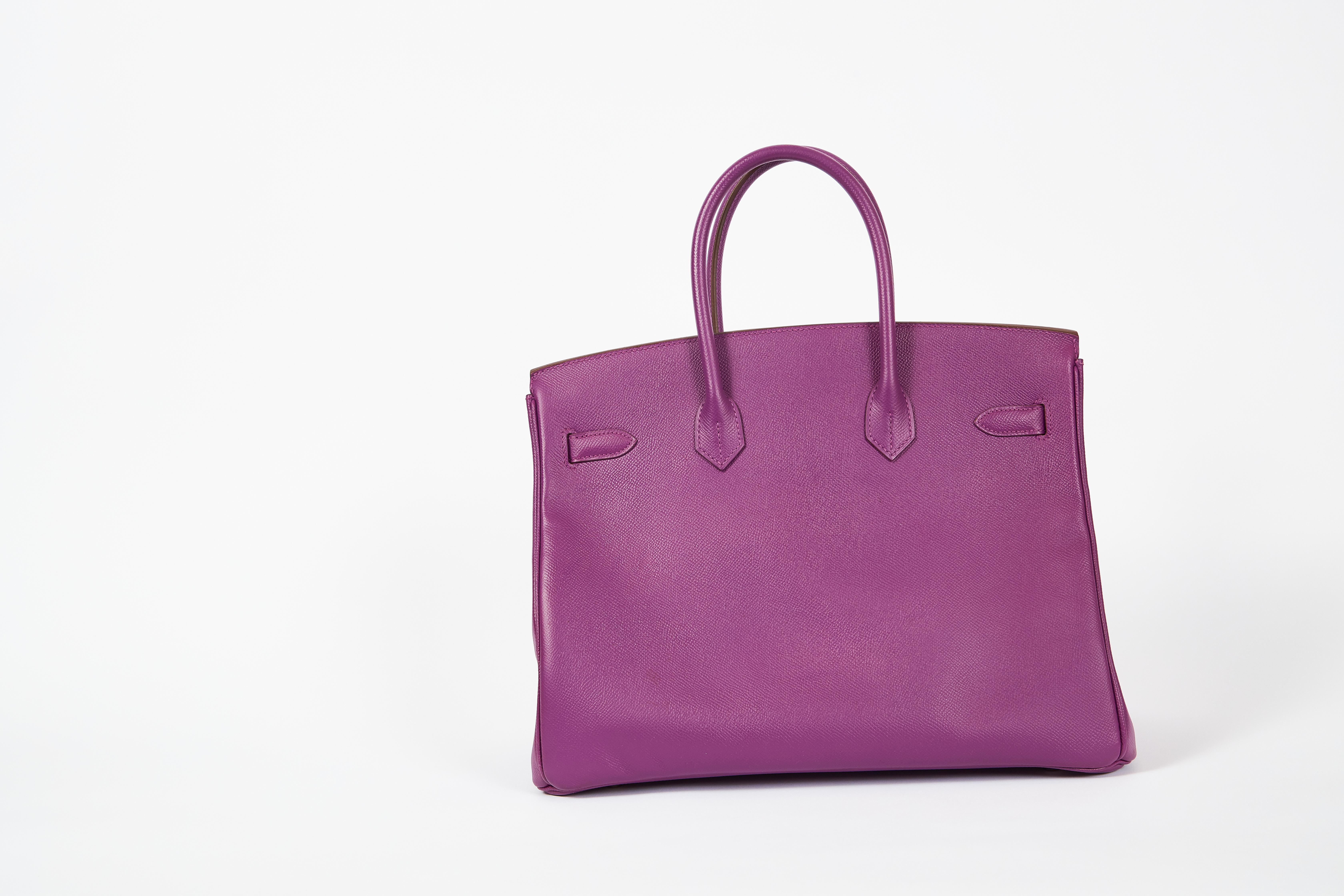 Purple Hermes Birkin 35 Anemone Epsom Bag