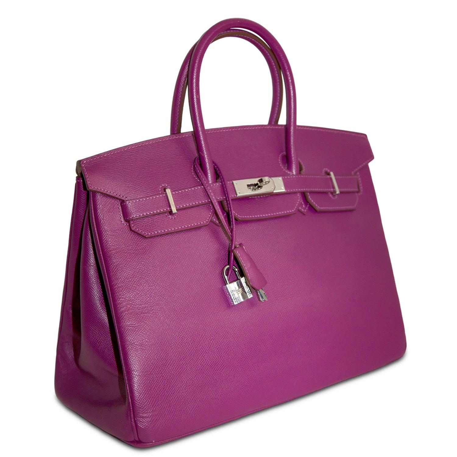 Purple
Epsom leather
Palladium hardware
Twist-Lock Fastening
Single Rolled Top Handle

Stamp K Square, Year 2007
Comes with clochette, padlock and keys.
Condition: Good
This pre-loved bag is in good condition, with signs of wear consistent with age.