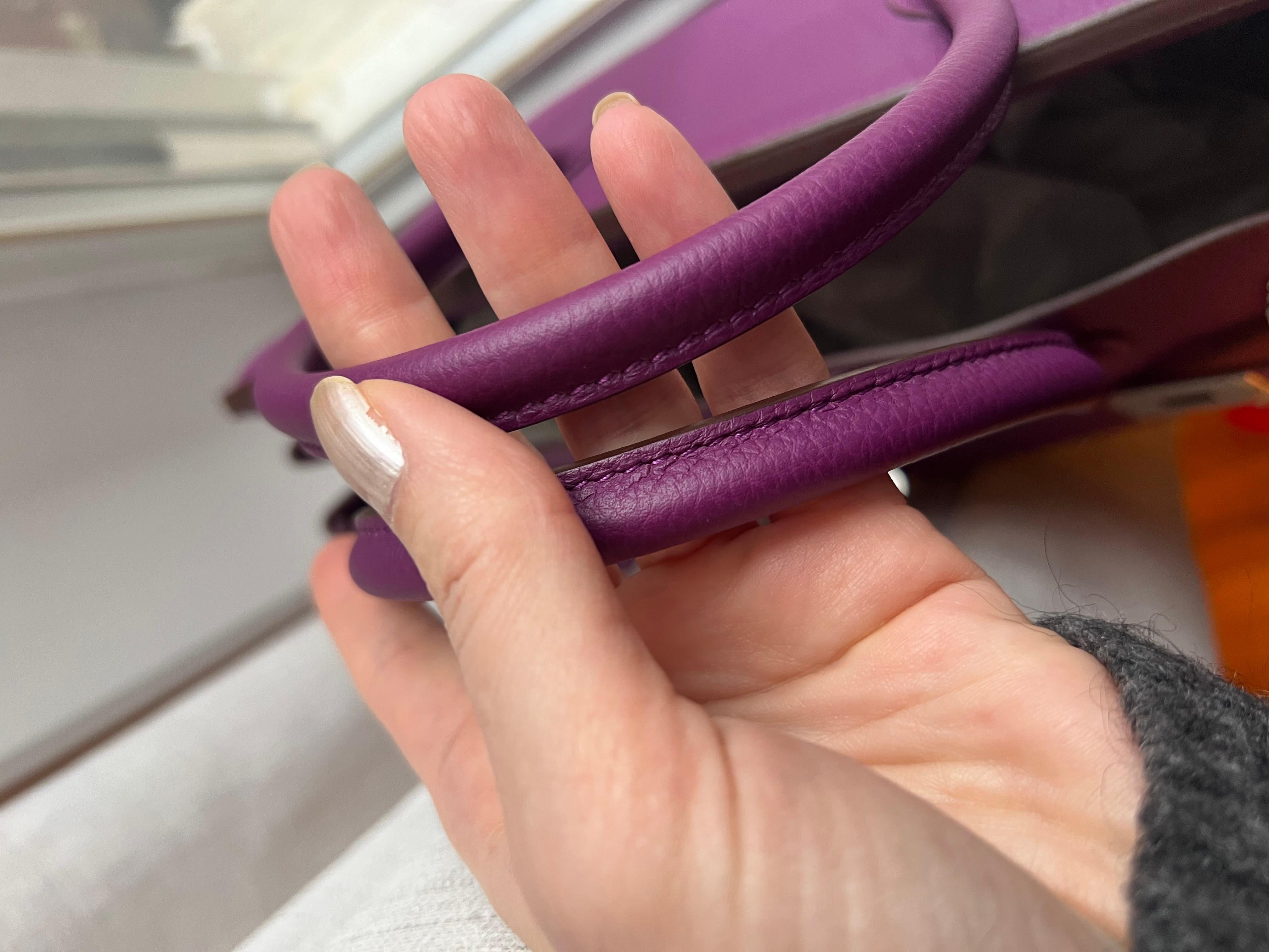 Purple Hermes Birkin 35 Anemone Togo Bag PHW For Sale