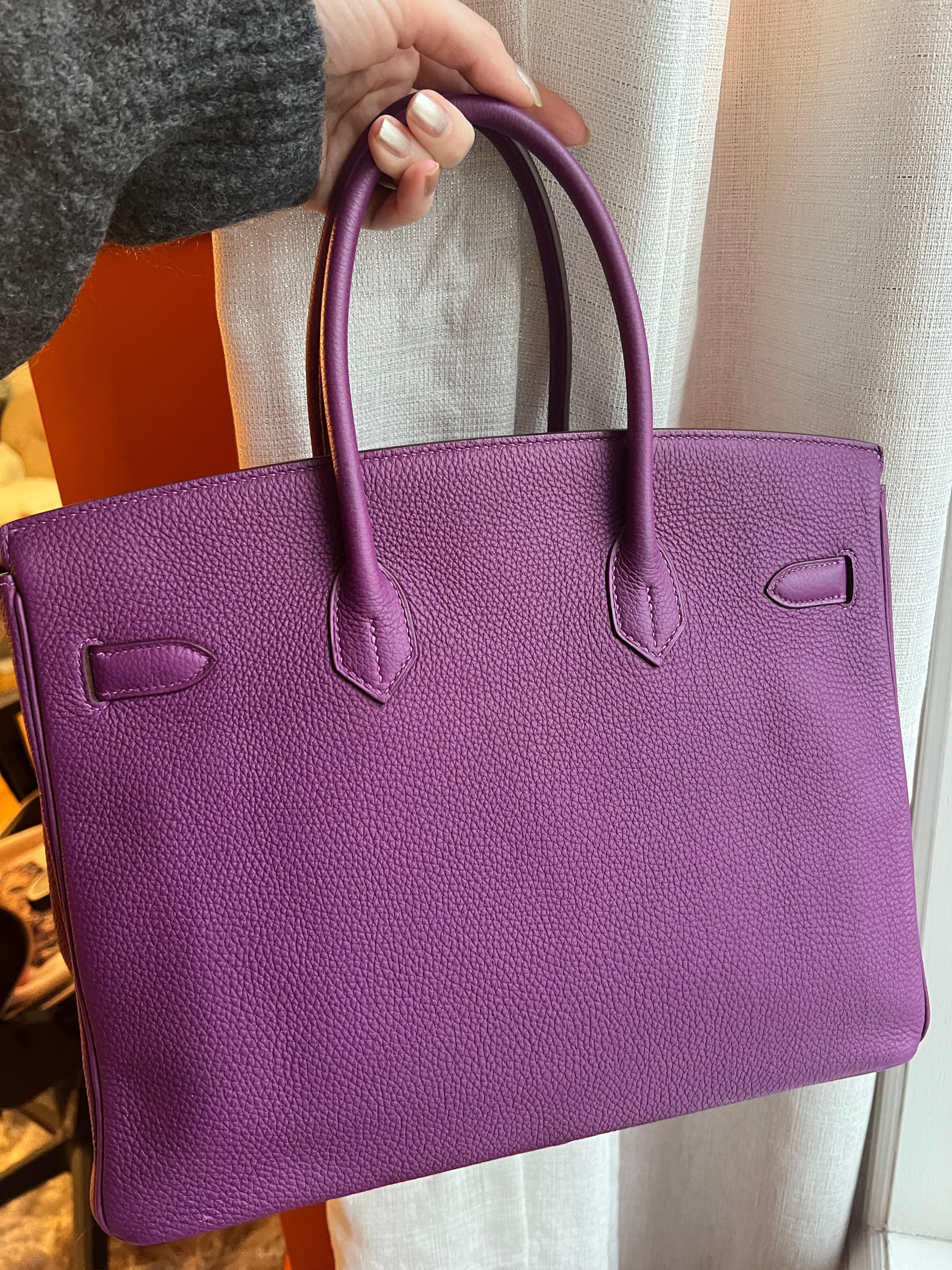 Hermes Birkin 35 Anemone Togo Bag PHW In Excellent Condition For Sale In New York, NY