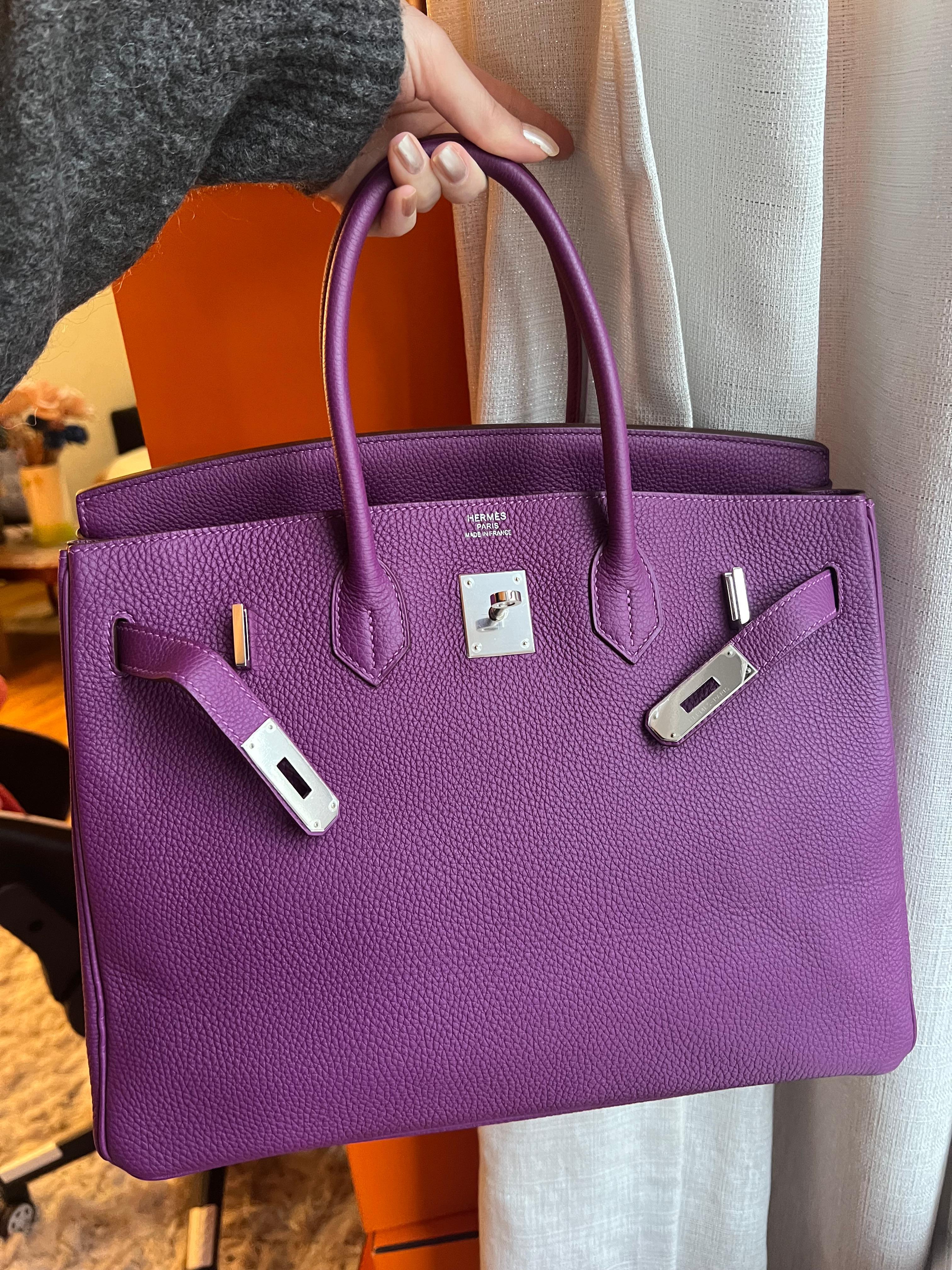 Hermes Birkin 35 Anemone Togo Bag PHW For Sale 2