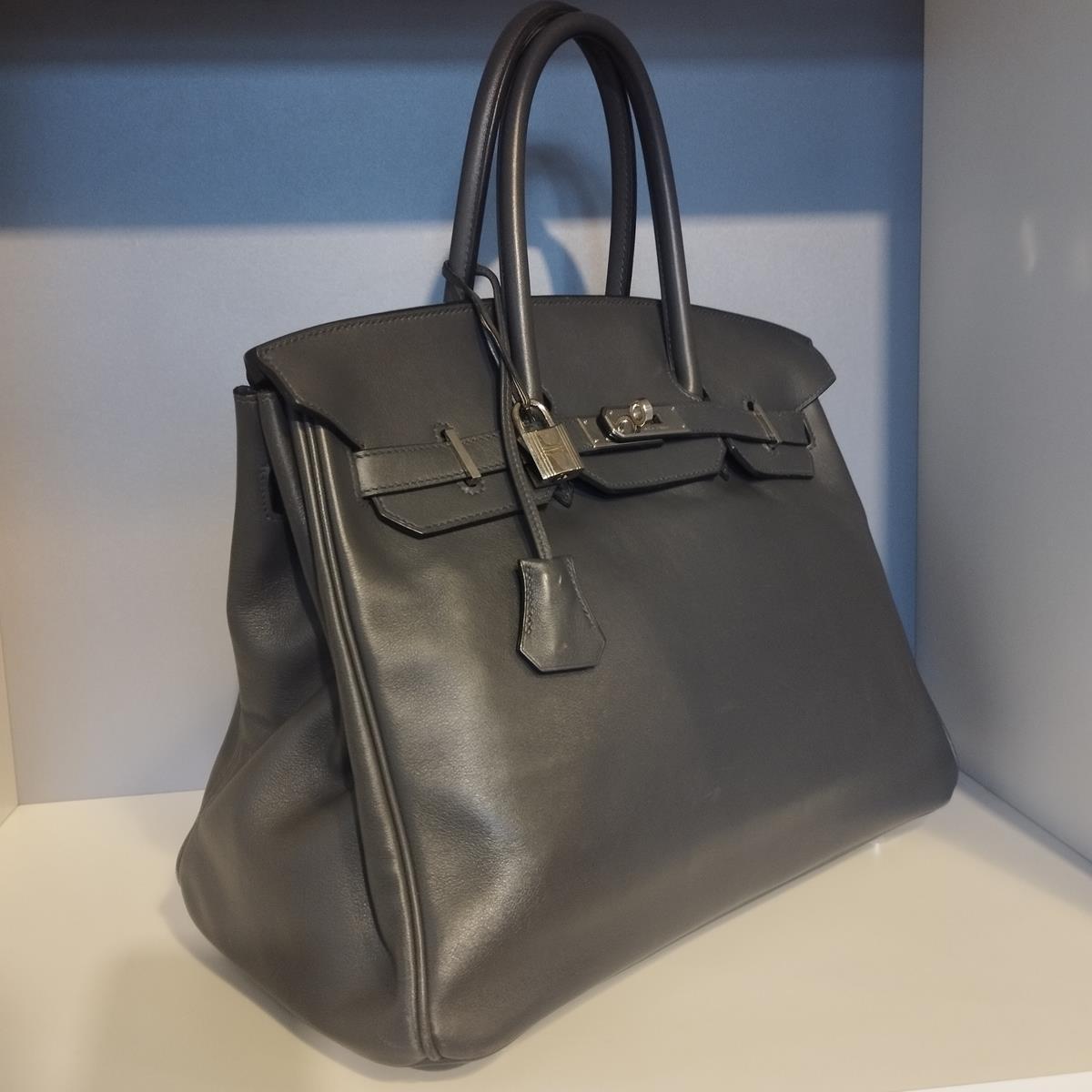 Gris Hermès Birkin 35 Cuir gris anthracite