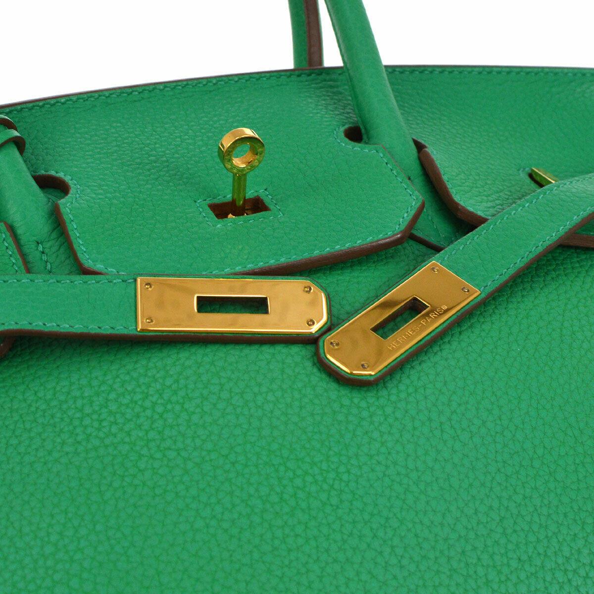 Hermes Birkin 35 Apple Green Leather Gold Carryall Travel Top Handle Satchel Tote

Leather
Gold tone hardware
Leather lining
Date code present
Made in France
Handle drop 4.25