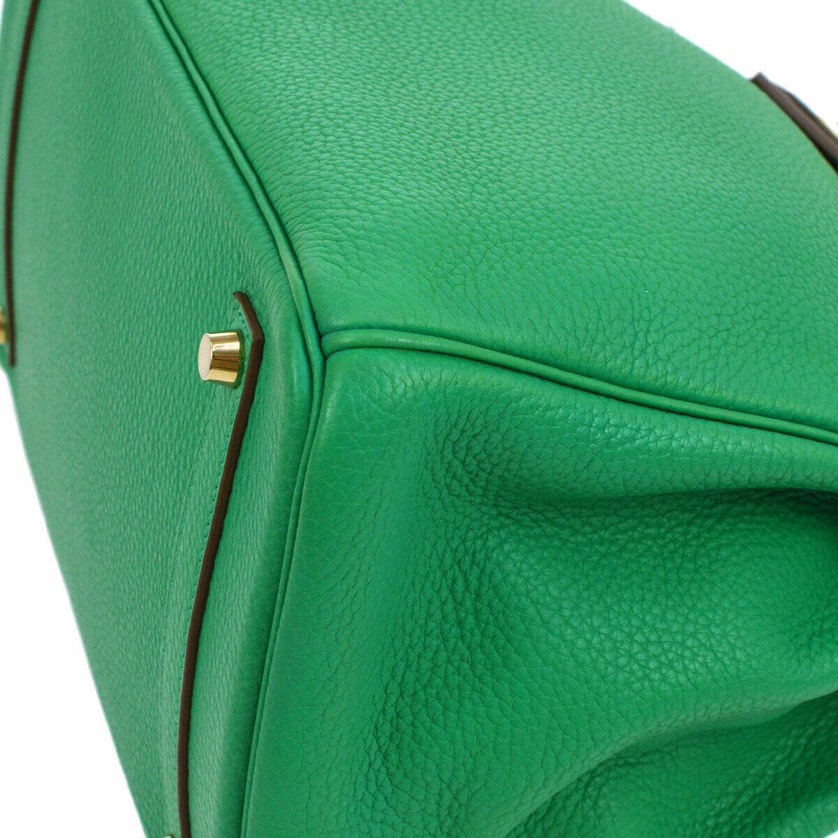 Hermes Birkin 35 Apple Green Leather Gold Carryall Top Handle Satchel Tote 2