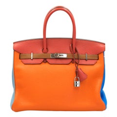 Hermes Birkin 35 Arlequin Multicolor Clemence with Palladium Hardware