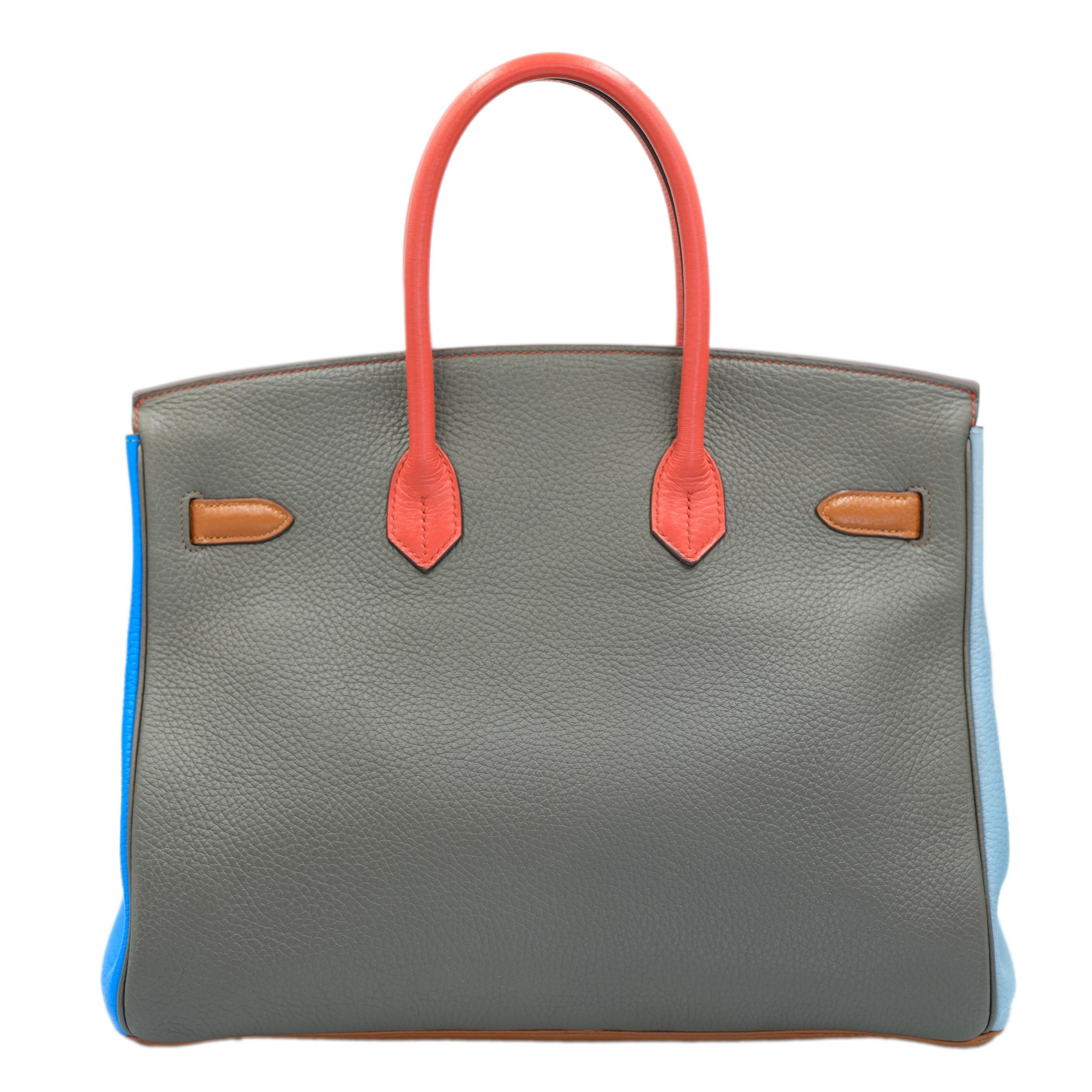 Hermes Birkin 35 Arlequin Clémence multicolore avec quincaillerie en palladium Bon état - En vente à North Miami Beach, FL