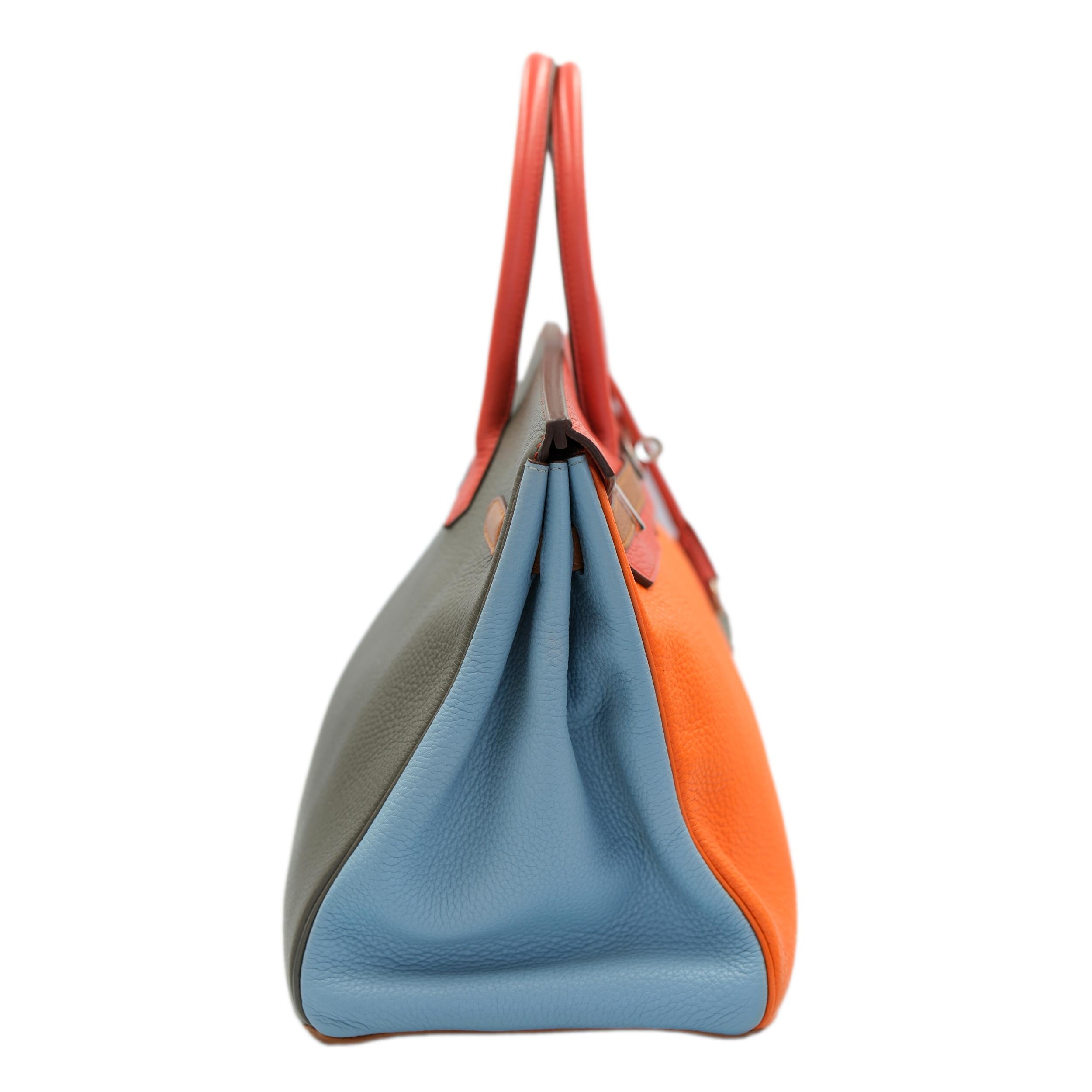 Hermes Birkin 35 Arlequin Clémence multicolore avec quincaillerie en palladium en vente 1