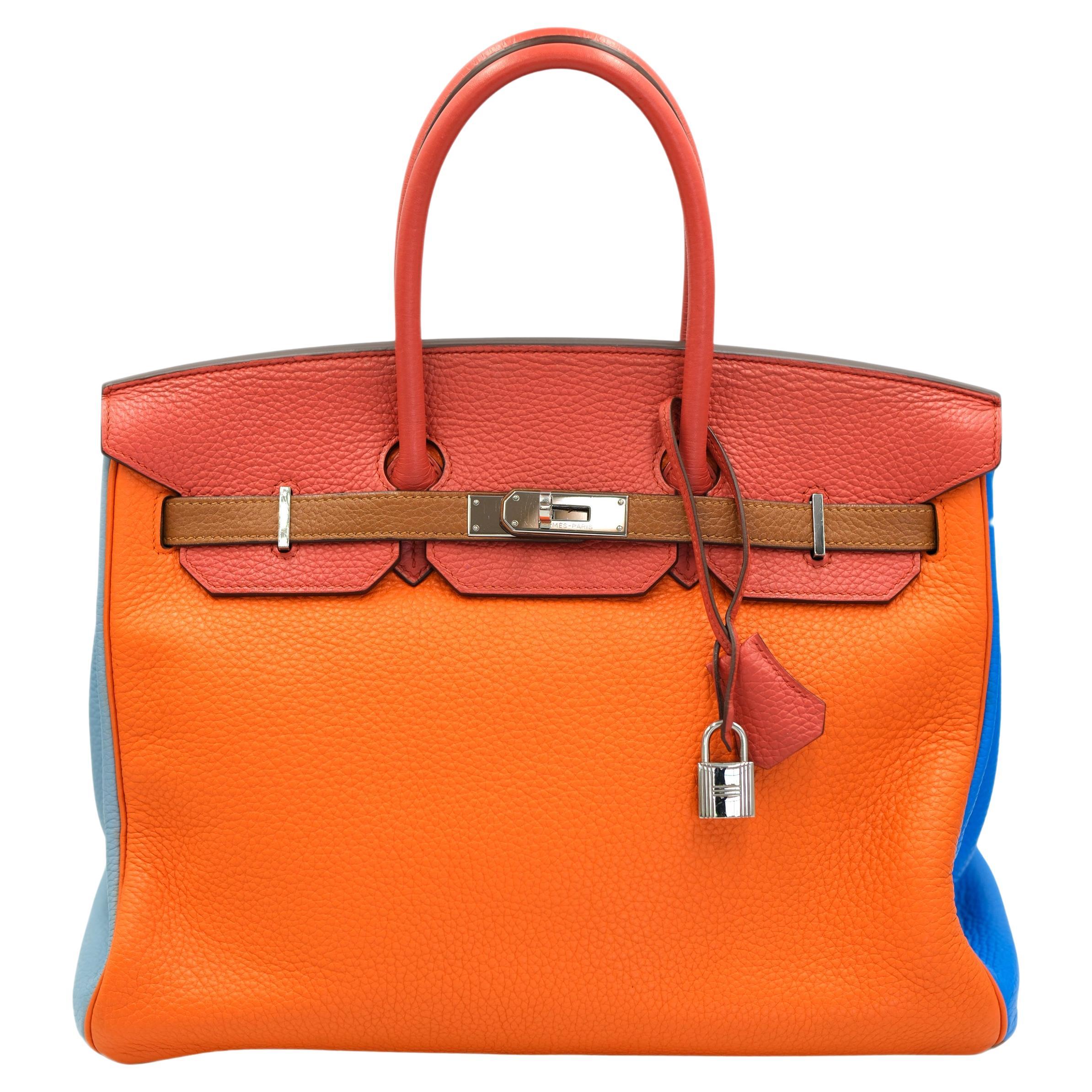 Hermes Birkin 35 Arlequin Clémence multicolore avec quincaillerie en palladium en vente