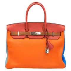 Hermes Birkin 35 Arlequin Clémence multicolore avec quincaillerie en palladium