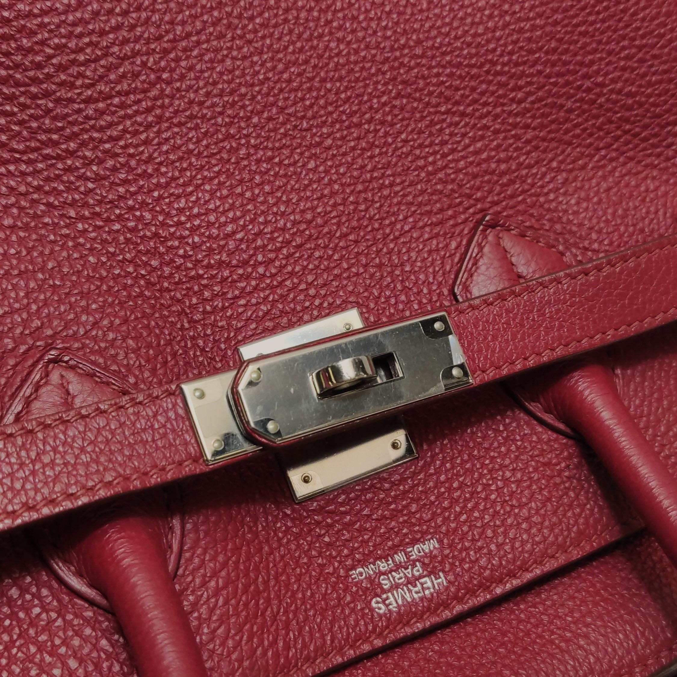 Hermes Birkin 35 B5 Rubis Togo Calfskin Leather Silver-tone Palladium Hardware 2 For Sale 5