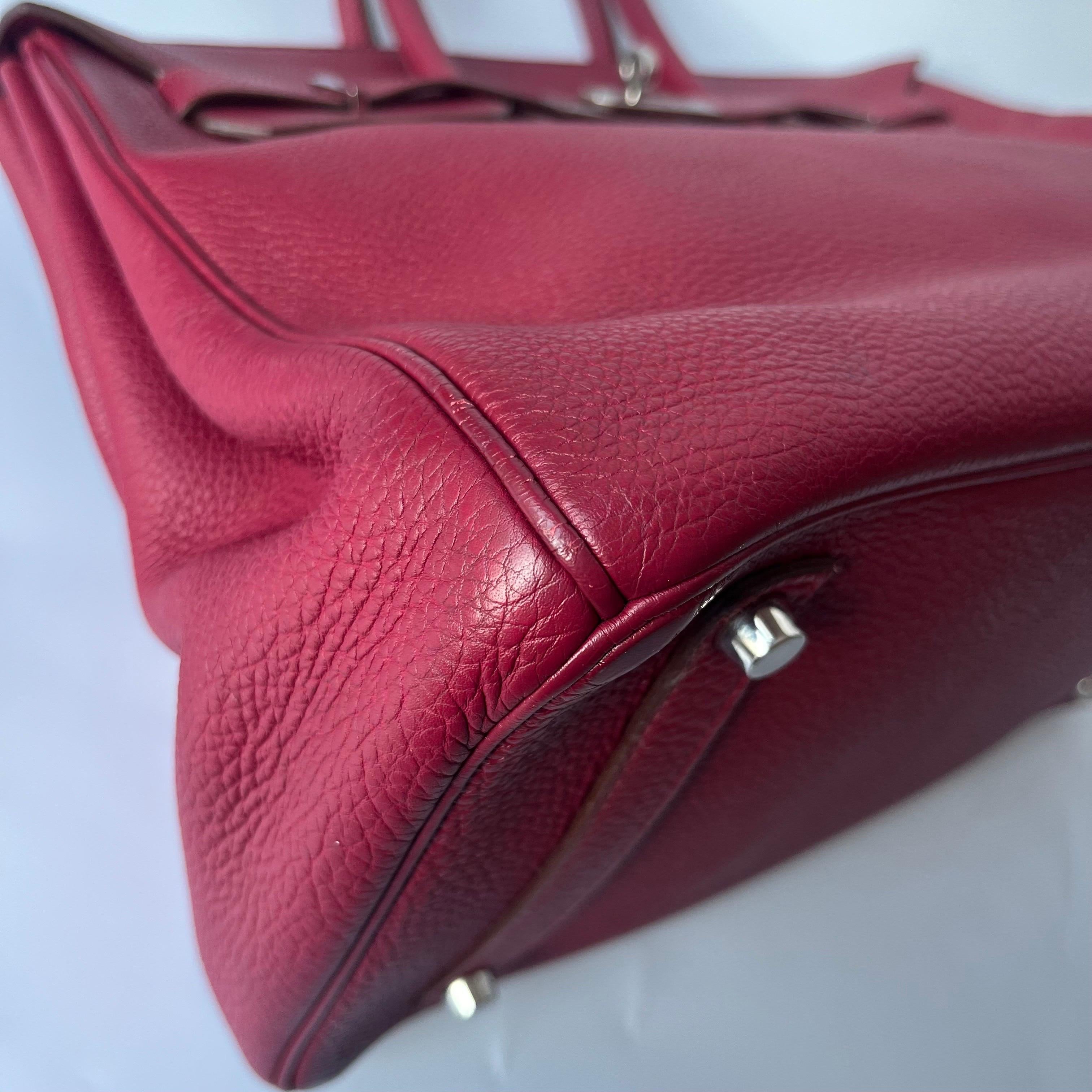 Hermes Birkin 35 B5 Rubis Togo Cuir de veau Silver-tone Palladium Hardware 2 en vente 7