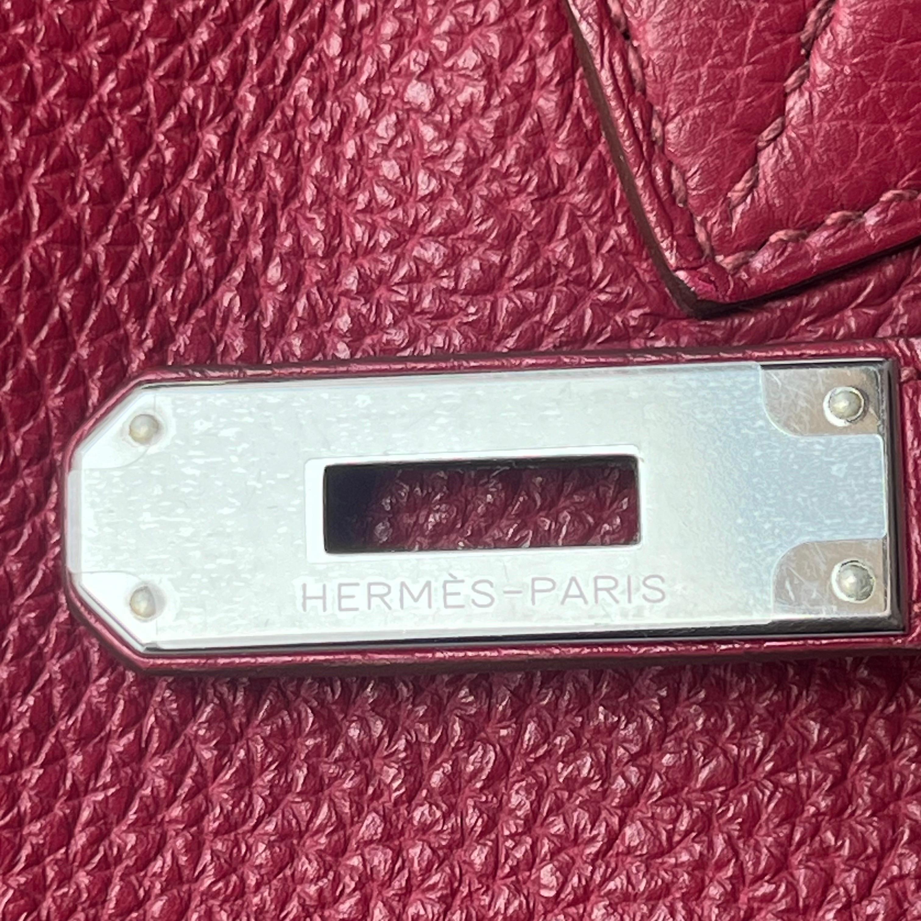 Hermes Birkin 35 B5 Rubis Togo Cuir de veau Silver-tone Palladium Hardware 2 en vente 9