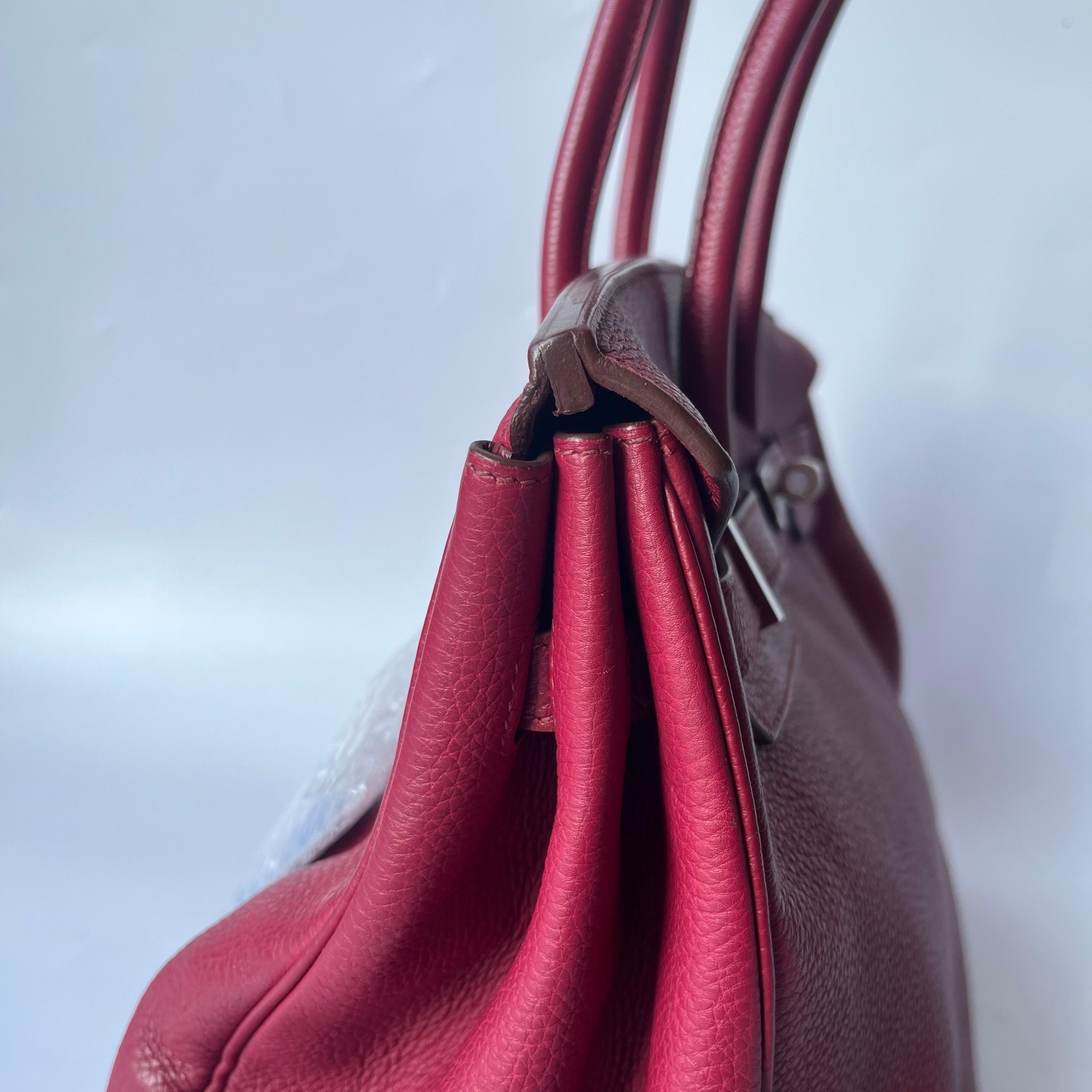 Hermes Birkin 35 B5 Rubis Togo Cuir de veau Silver-tone Palladium Hardware 2 en vente 12
