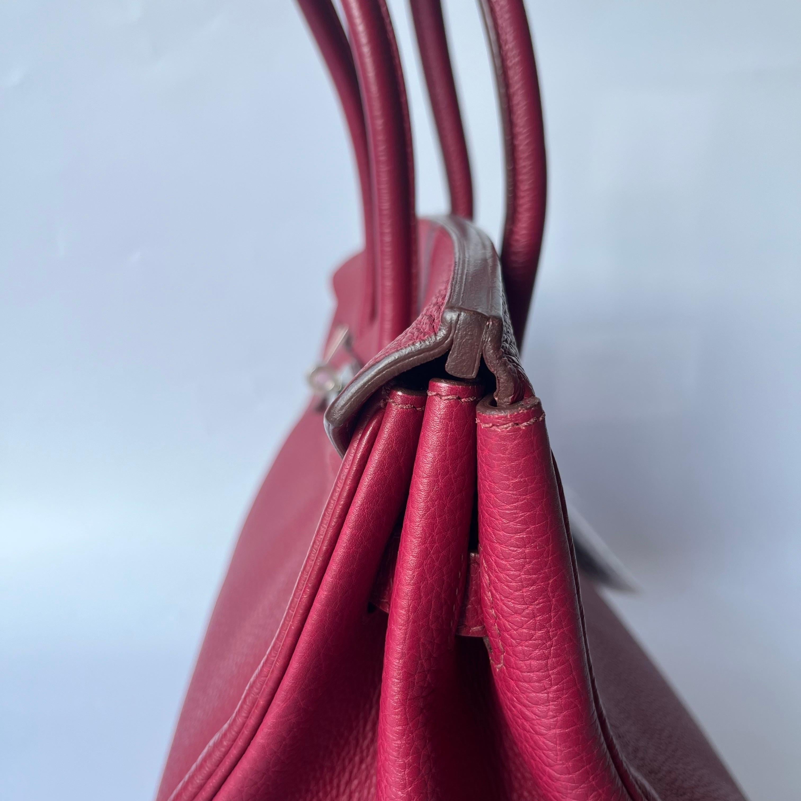 Hermes Birkin 35 B5 Rubis Togo Cuir de veau Silver-tone Palladium Hardware 2 en vente 13