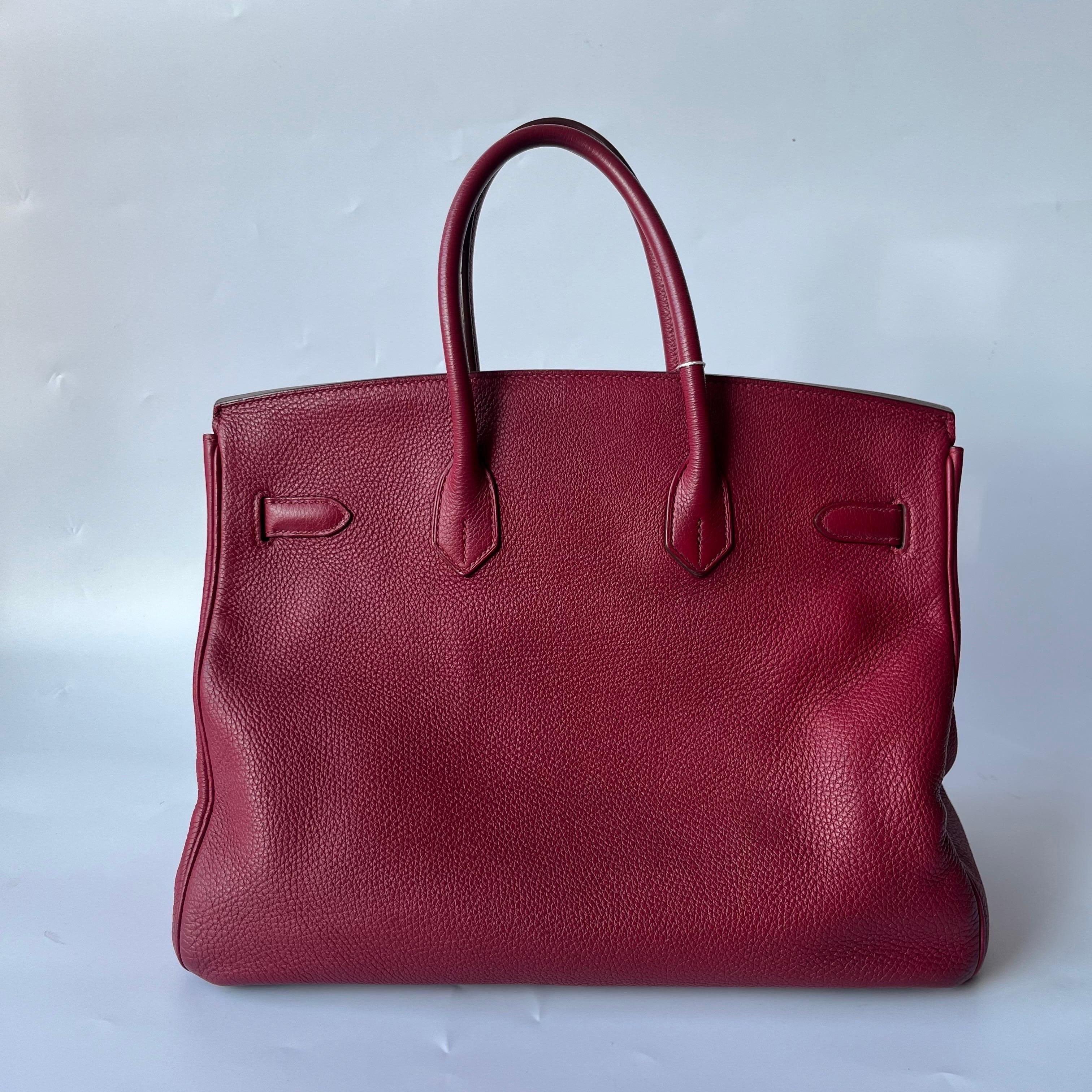 Hermes Birkin 35 B5 Rubis Togo Cuir de veau Silver-tone Palladium Hardware 2 Bon état - En vente à AUBERVILLIERS, FR