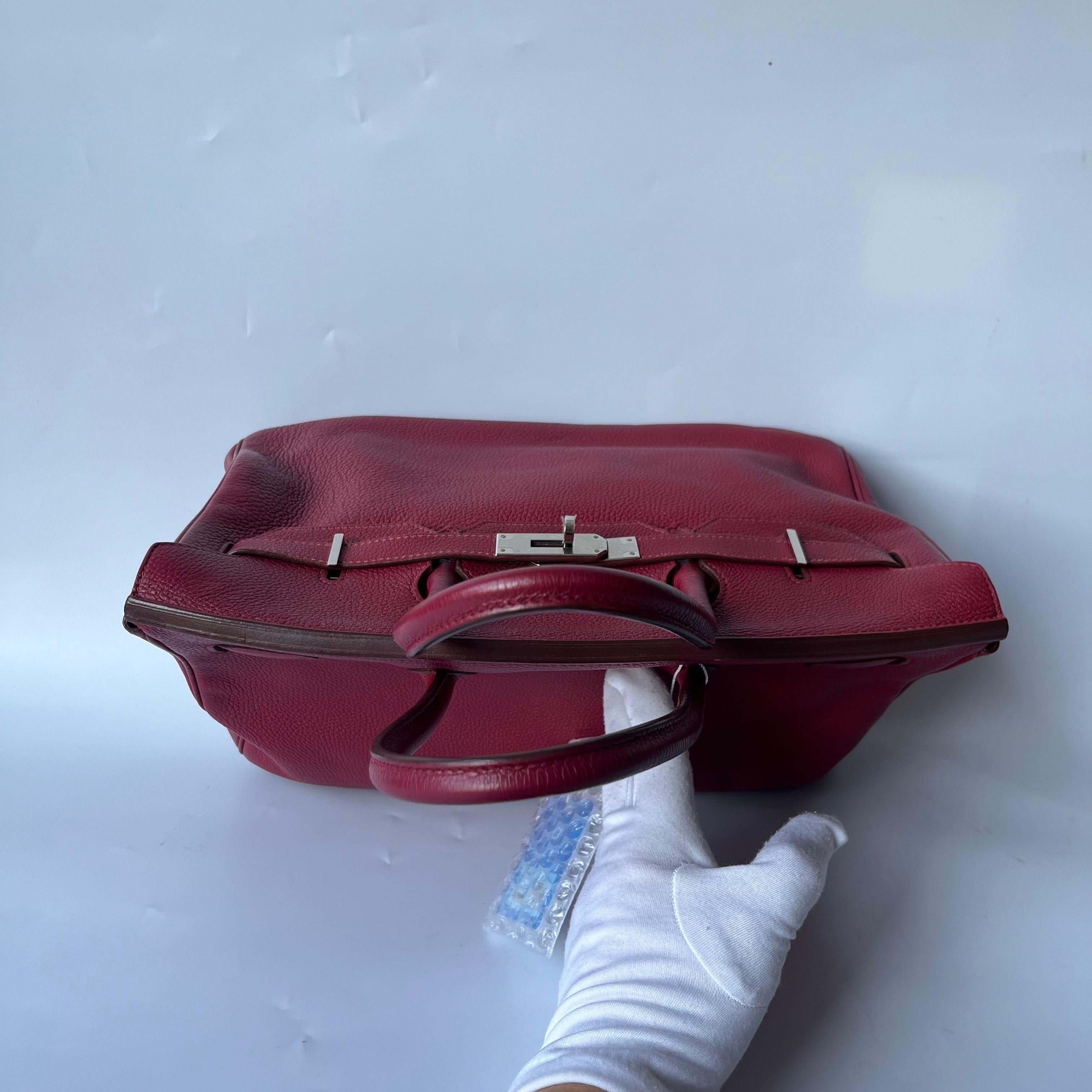 Hermes Birkin 35 B5 Rubis Togo Cuir de veau Silver-tone Palladium Hardware 2 en vente 1