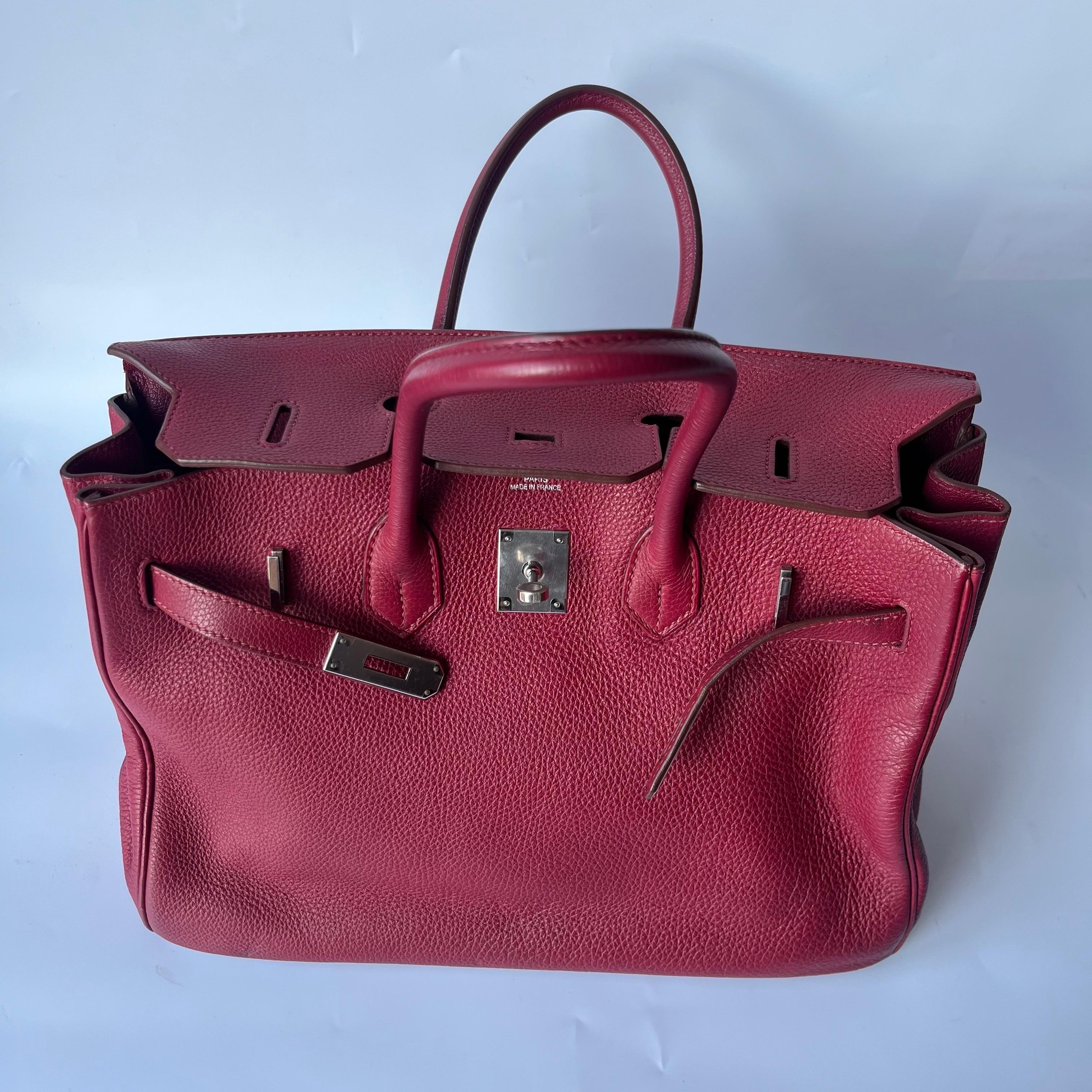 Hermes Birkin 35 B5 Rubis Togo Cuir de veau Silver-tone Palladium Hardware 2 en vente 3