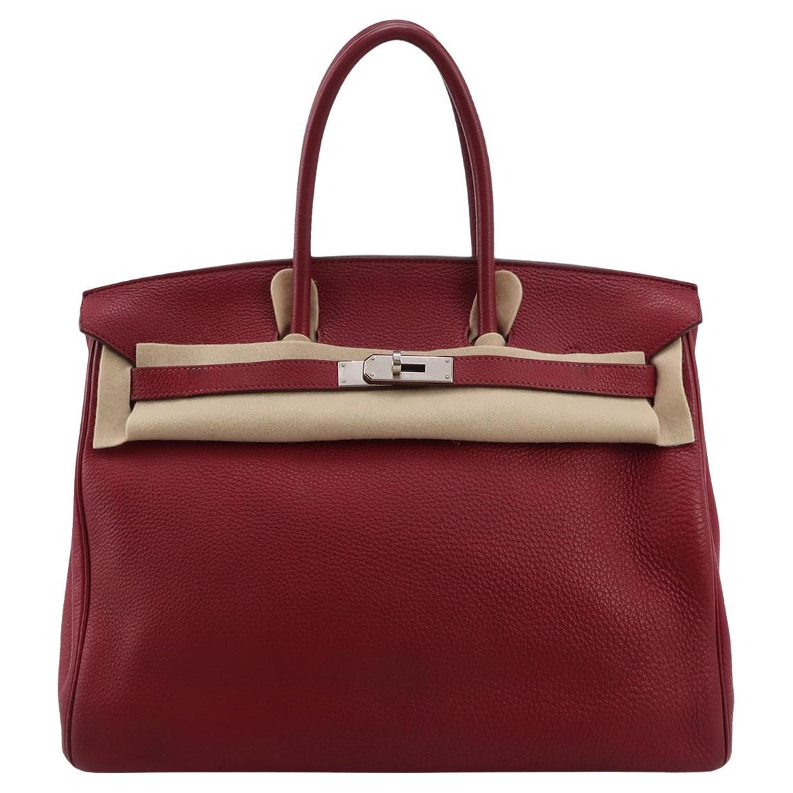 Hermes Birkin 35 B5 Rubis Togo Calfskin Leather Silver-tone Palladium Hardware 2 For Sale