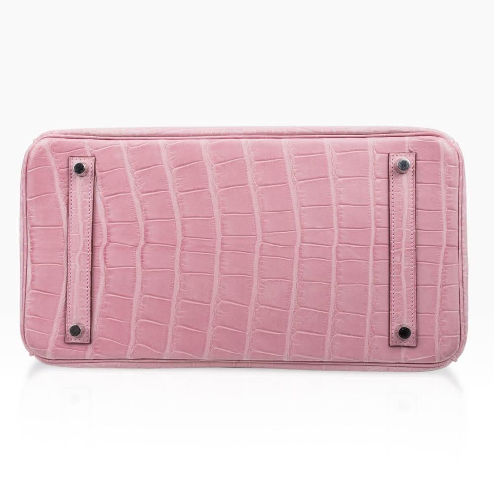 Hermes Birkin 35 Bag 5P Bubblegum Pink Matte Alligator Palladium Rare 2