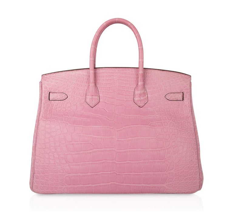 Hermes Birkin 35 Bag 5P Bubblegum Pink Matte Alligator Palladium Rare