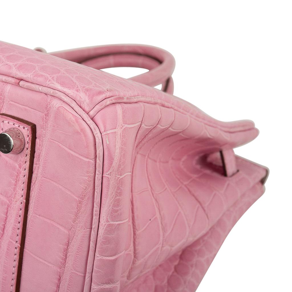 Hermes Birkin 35 Bag 5P Bubblegum Pink Matte Alligator Palladium Rare 10