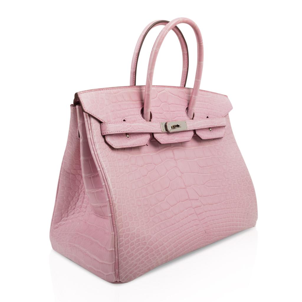 Hermes Birkin 35 Bag 5P Bubblegum Pink Matte Alligator Palladium Rare ...