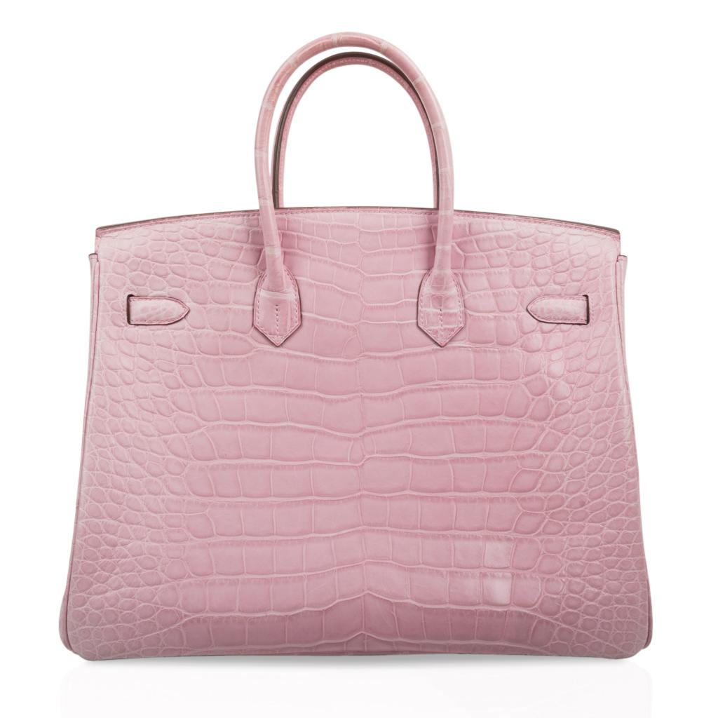 Hermes Birkin 35 Bag 5P Bubblegum Pink Matte Alligator Palladium Rare 1