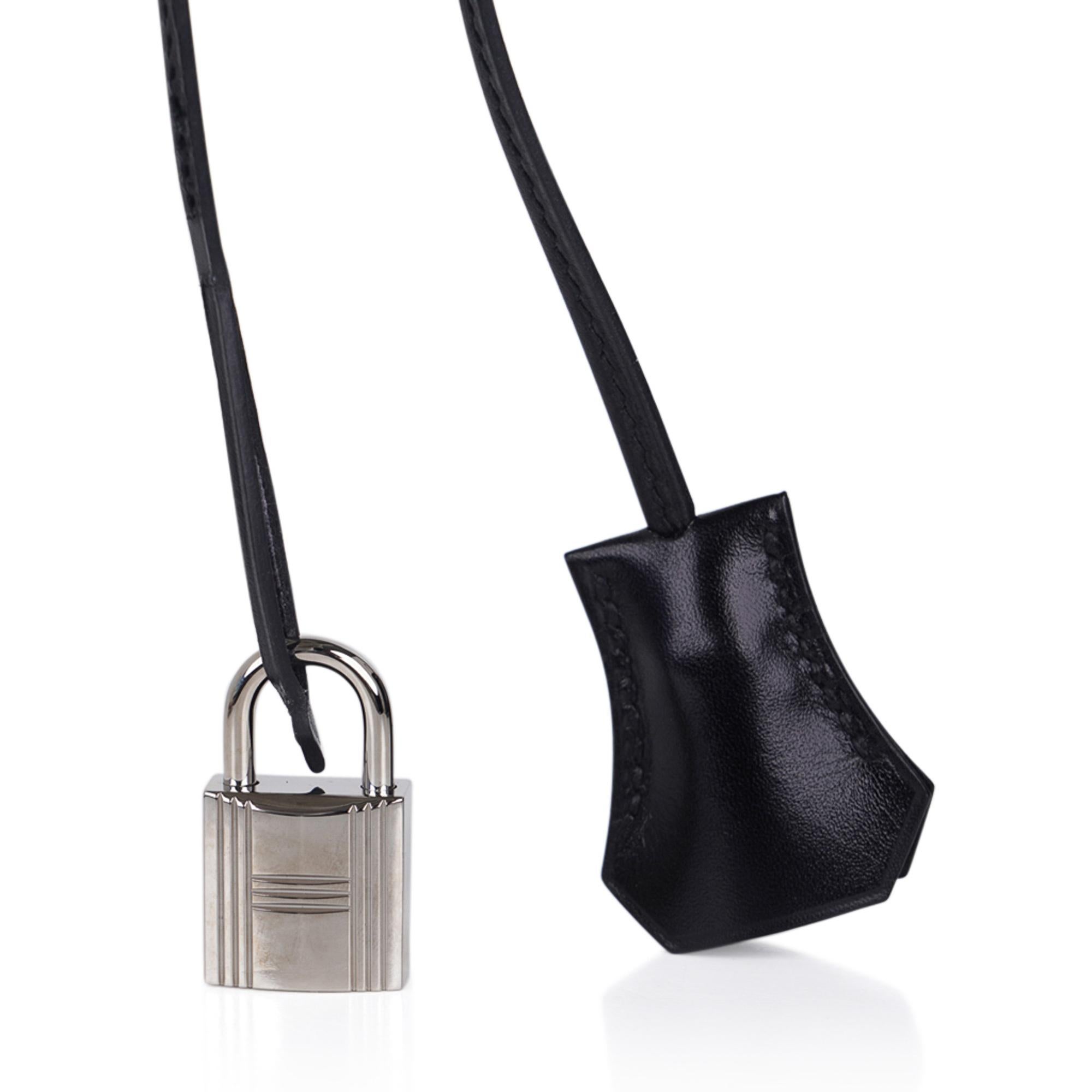 Hermes Birkin 35 Tasche Schwarz Box Palladium Guilloche Hardware im Zustand „Gut“ in Miami, FL
