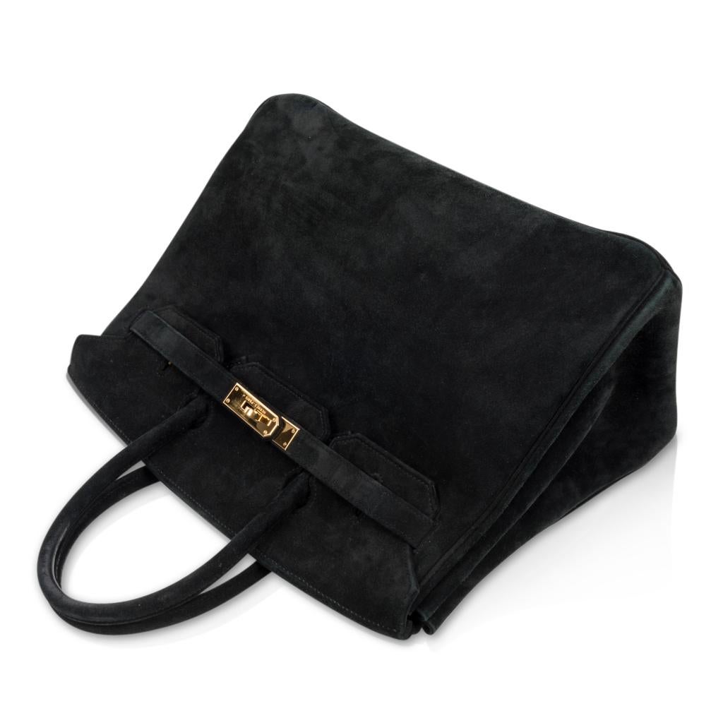 Hermes Birkin 35 Bag Black Doblis Suede Gold Hardware Limited Edition In Good Condition In Miami, FL