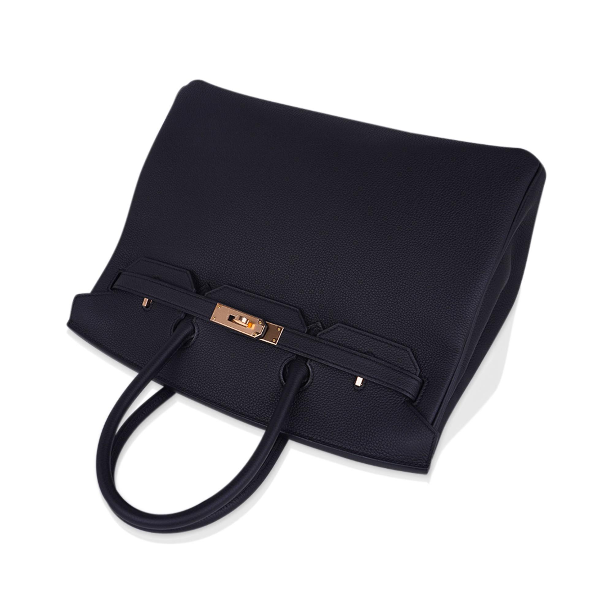 Women's Hermes Birkin 35 Black Bag Rose Gold Hardware Togo Leather