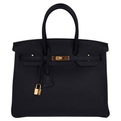 Hermes Birkin 35 Bag Black Togo Gold Hardware Ultimate Classic